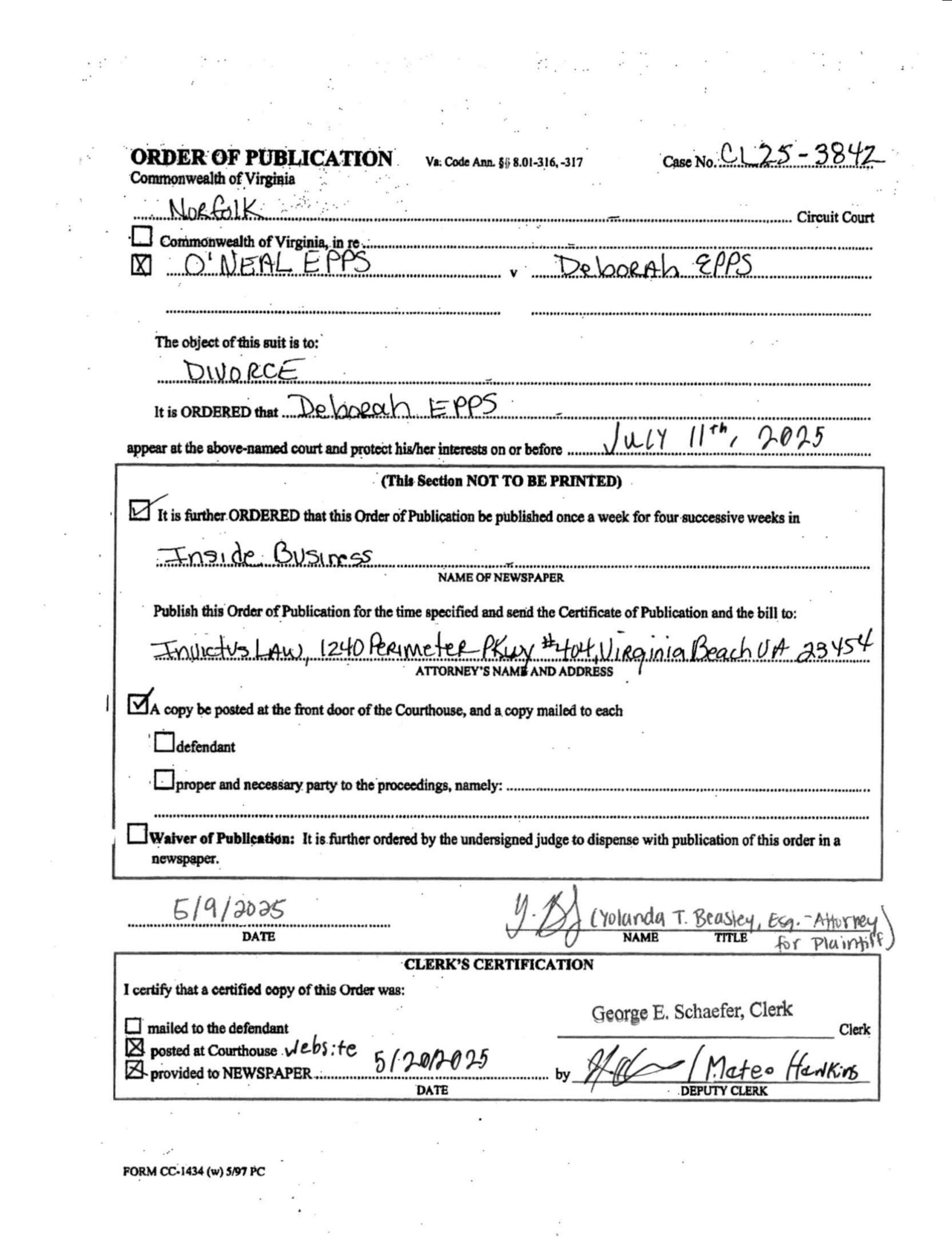 CL25-3842 Order of Publication