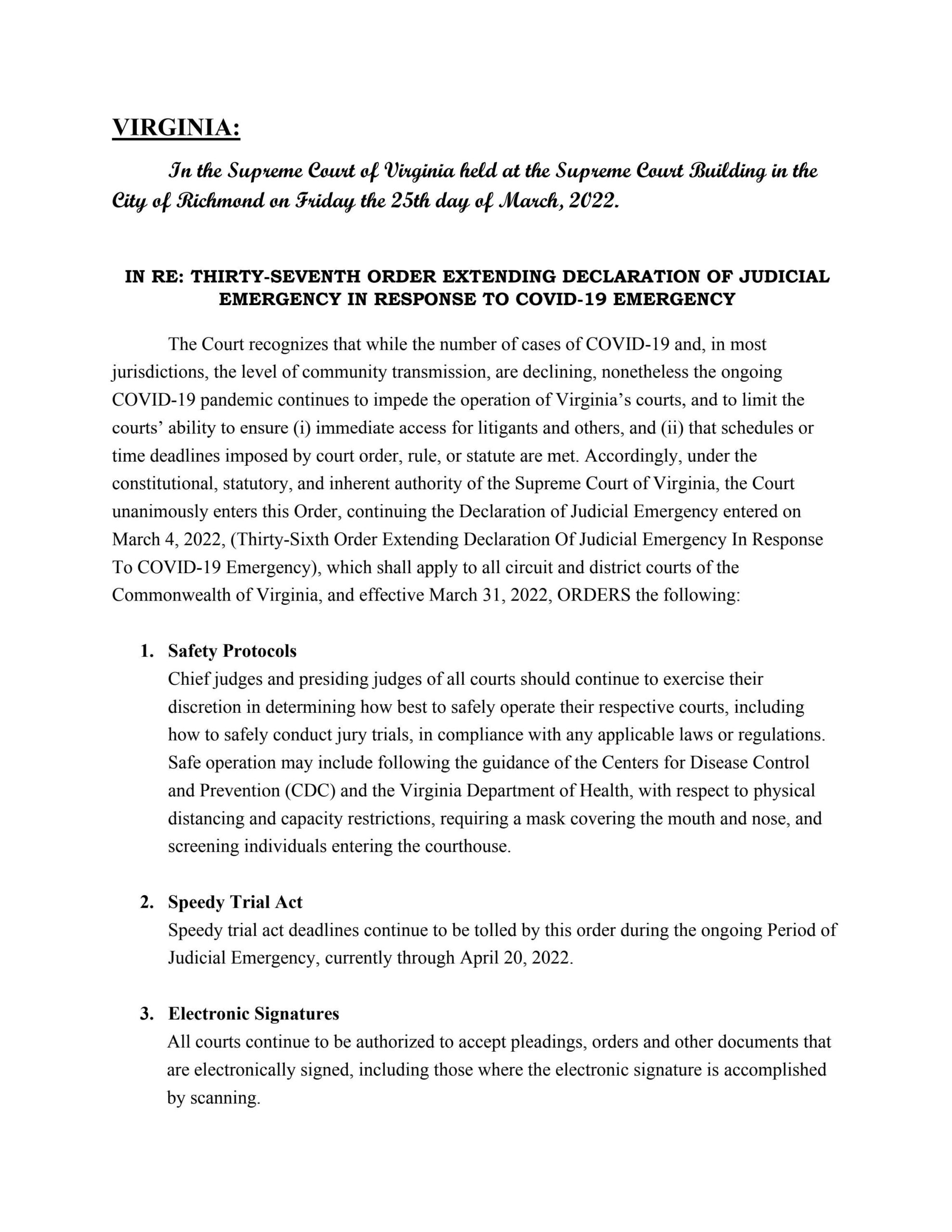 SCV Emergency Continuation Order 03-25-2022