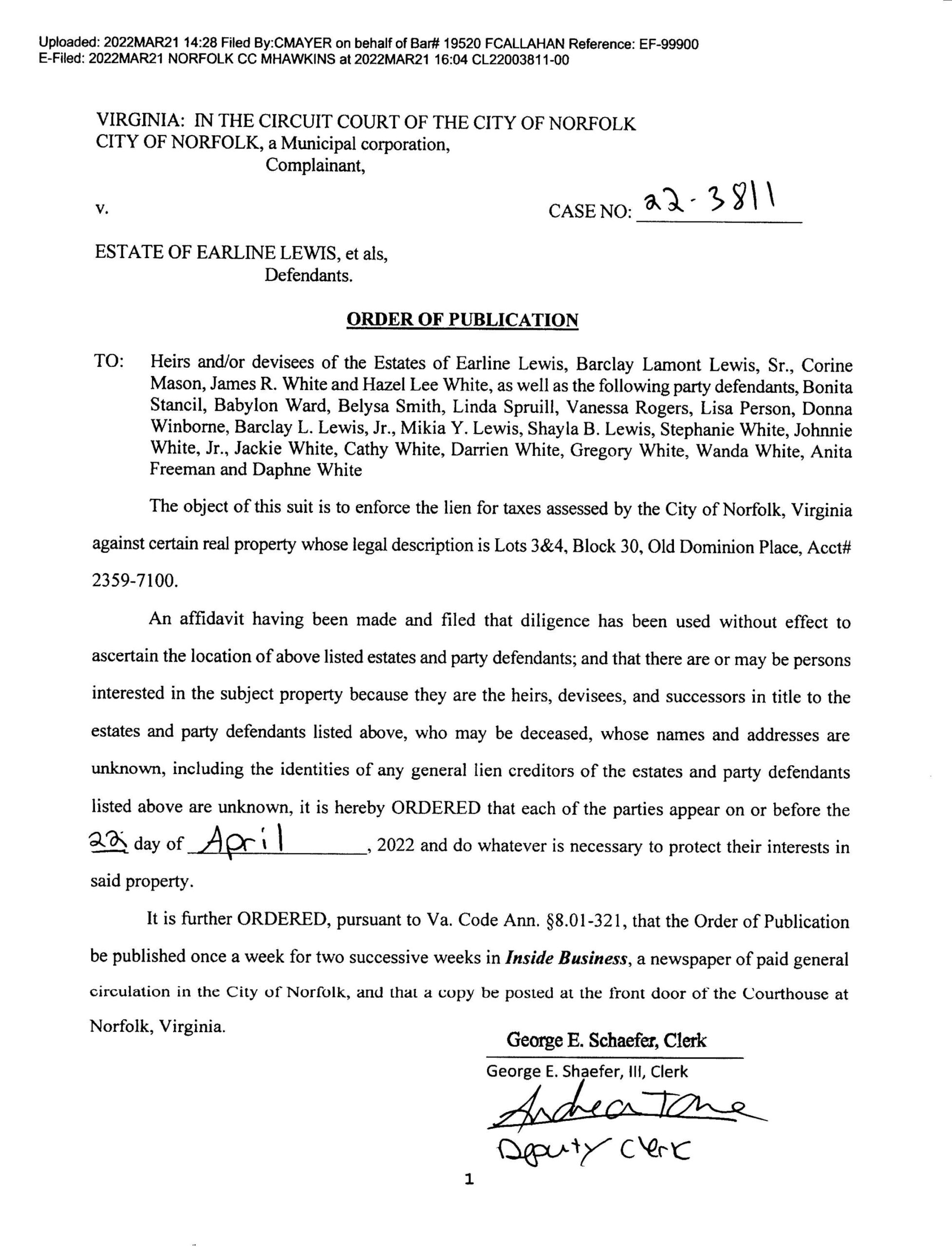 CL22-3811 Order of Publication