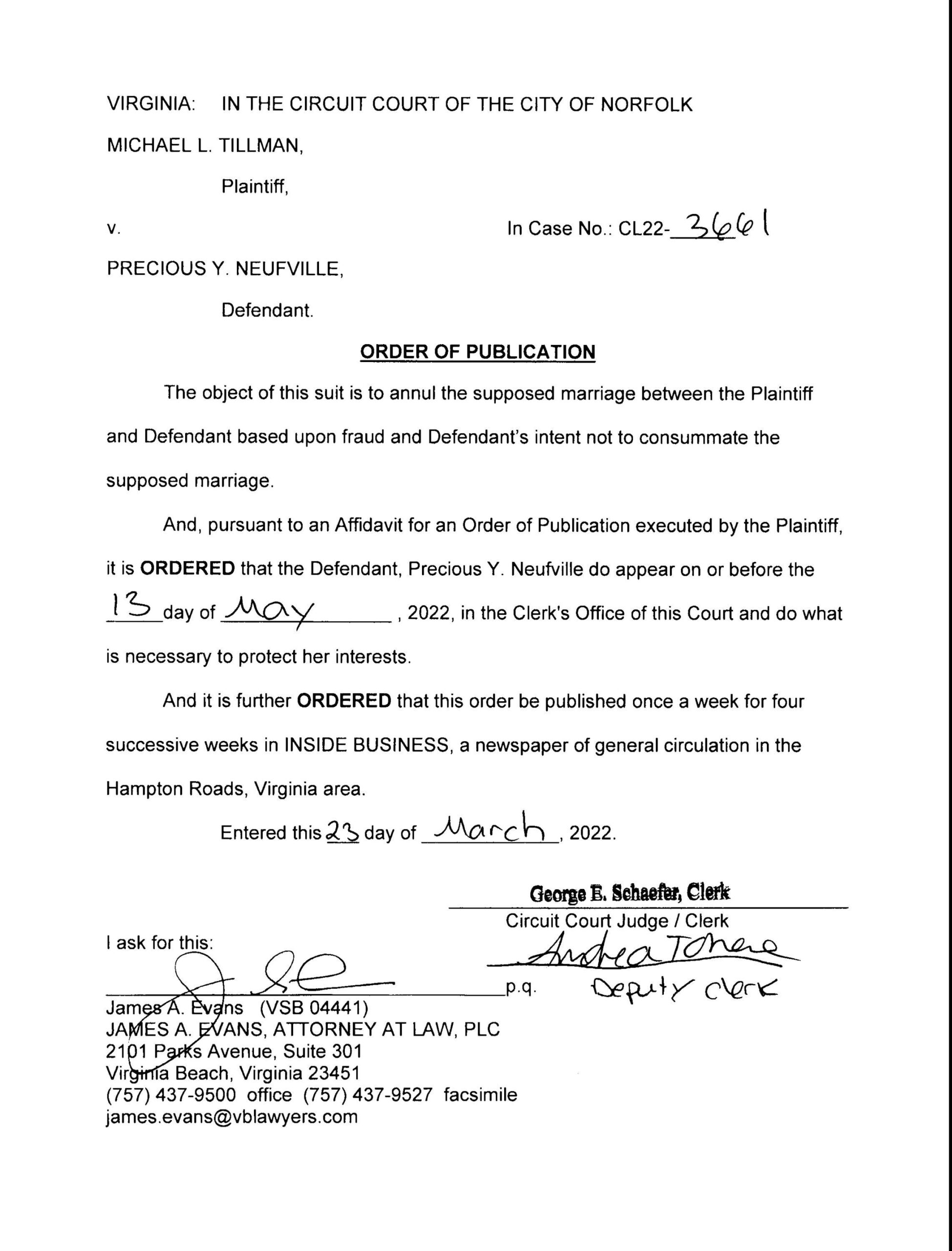 CL22-3661  Order of Publication