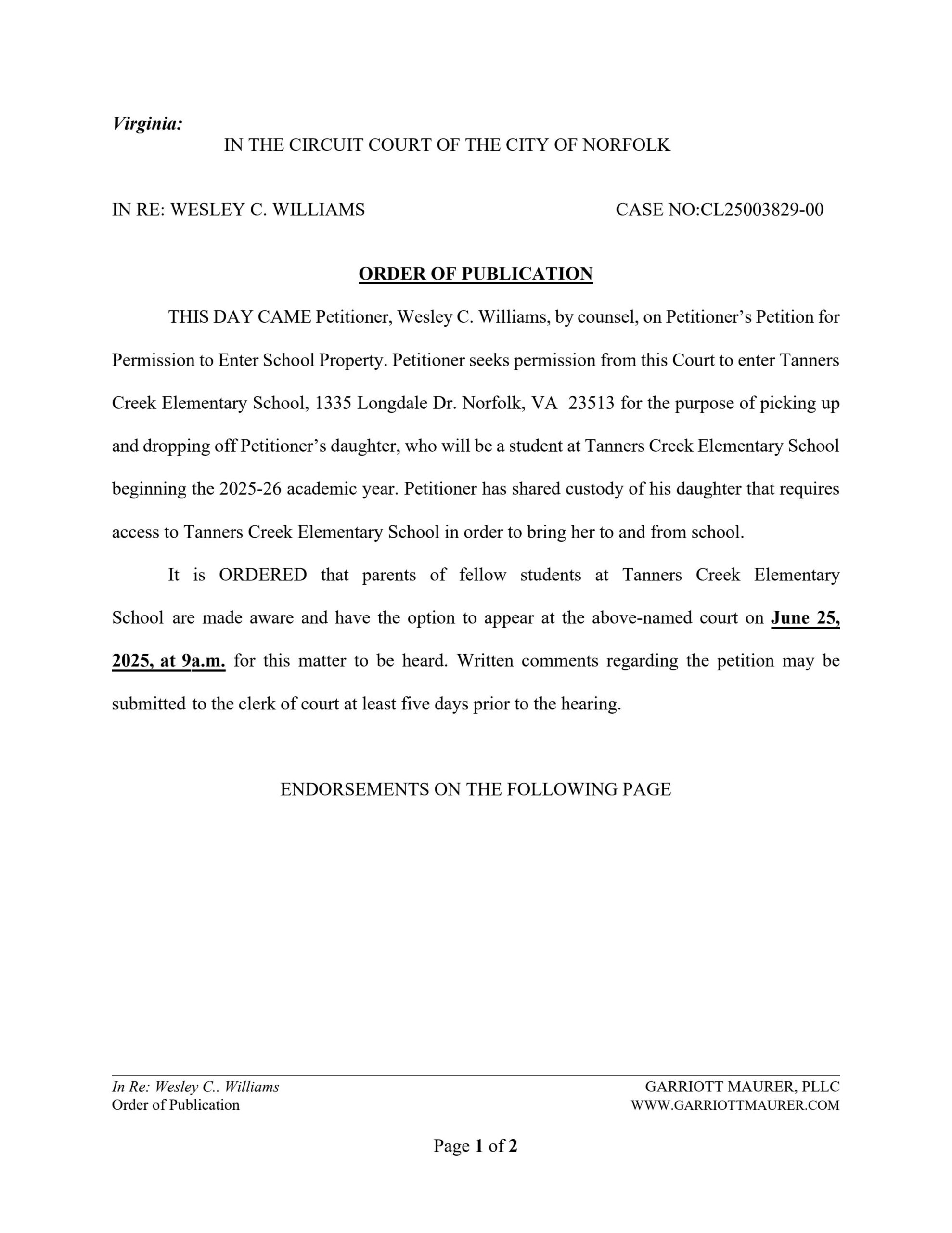 CL25-3829 Order of Publication