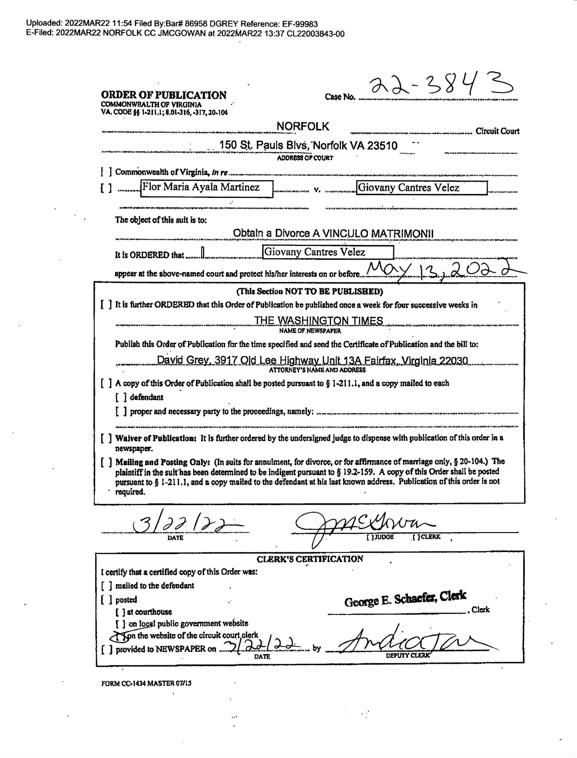 CL22-3843 Order of Publication