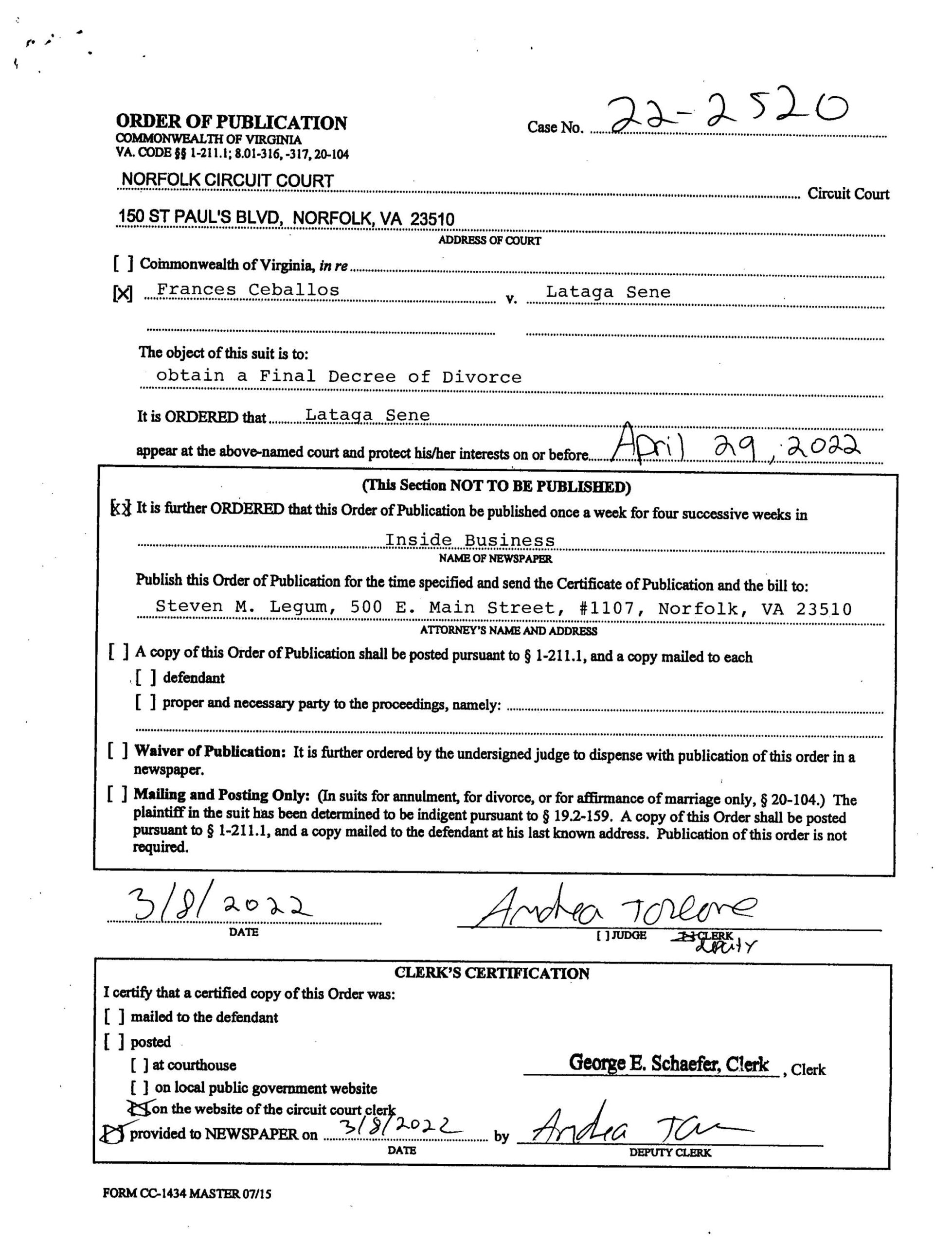 CL22-2520 Order of Publication