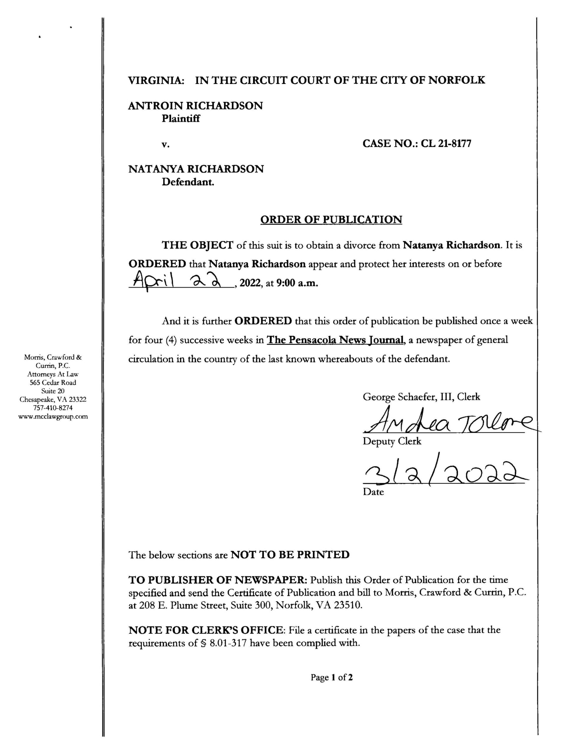 CL21-8177 Order of Publication