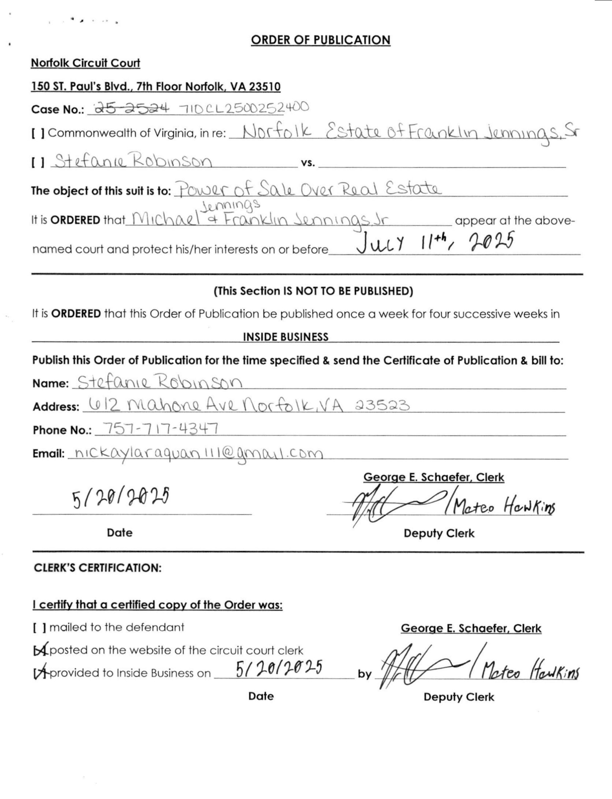 CL25-2524 Order of Publication