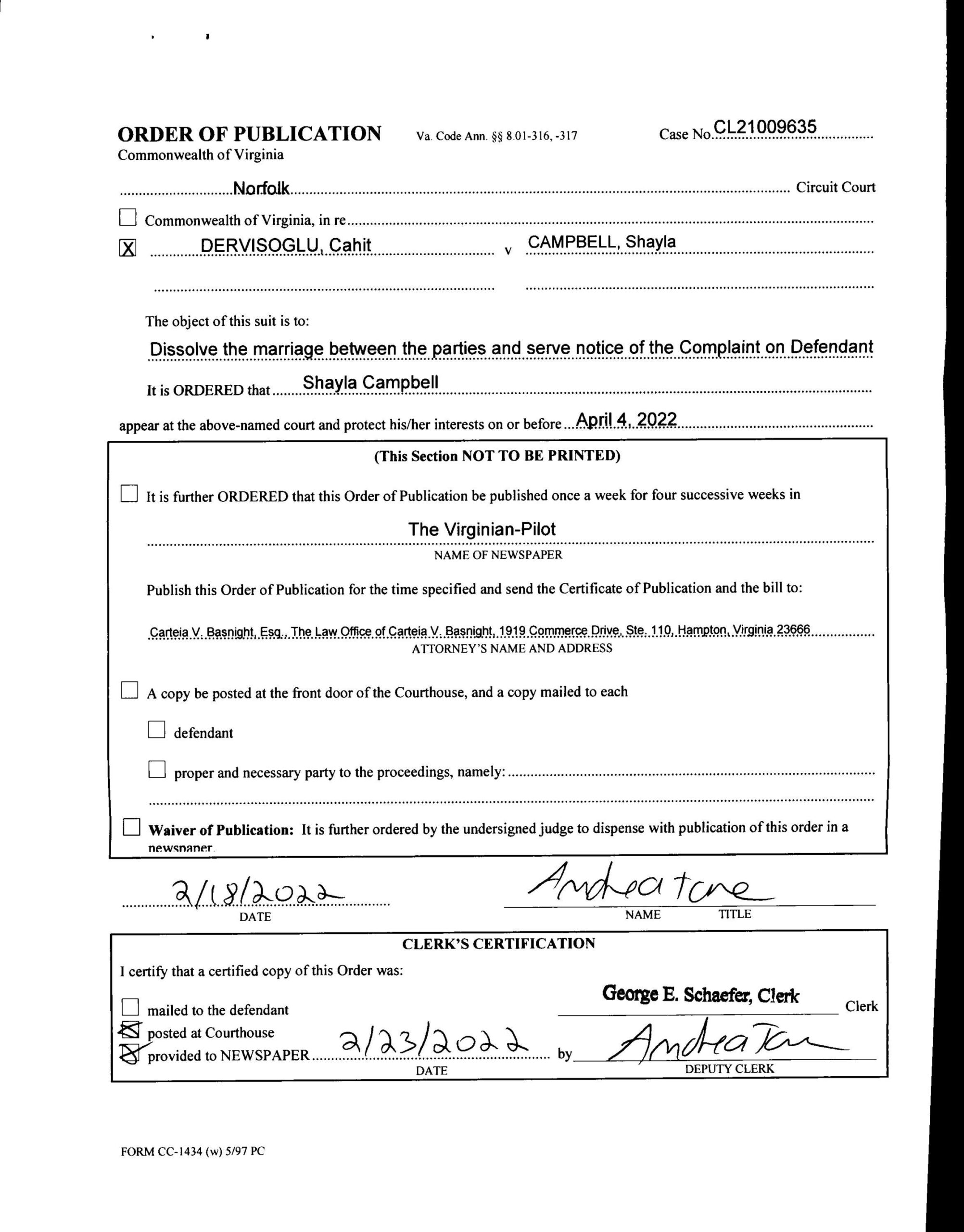 CL21-9635 Order Of Publication