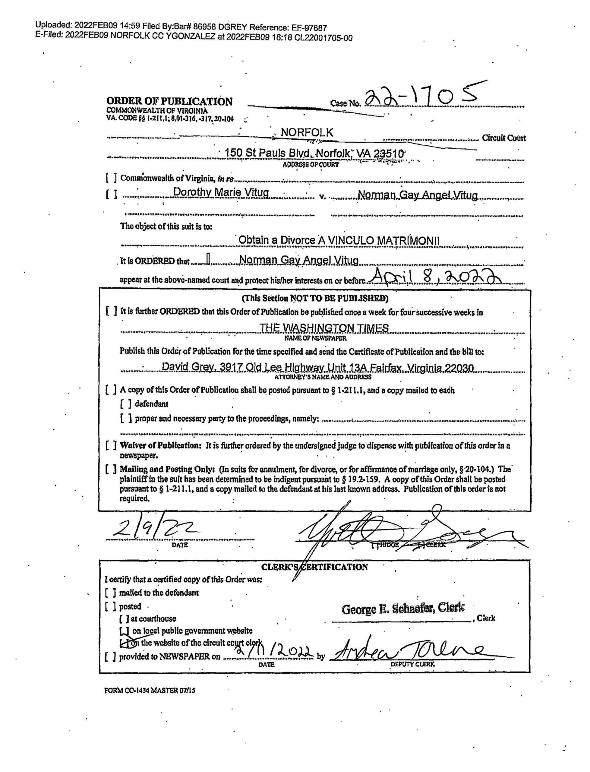 CL22-1705 Order Of Publication