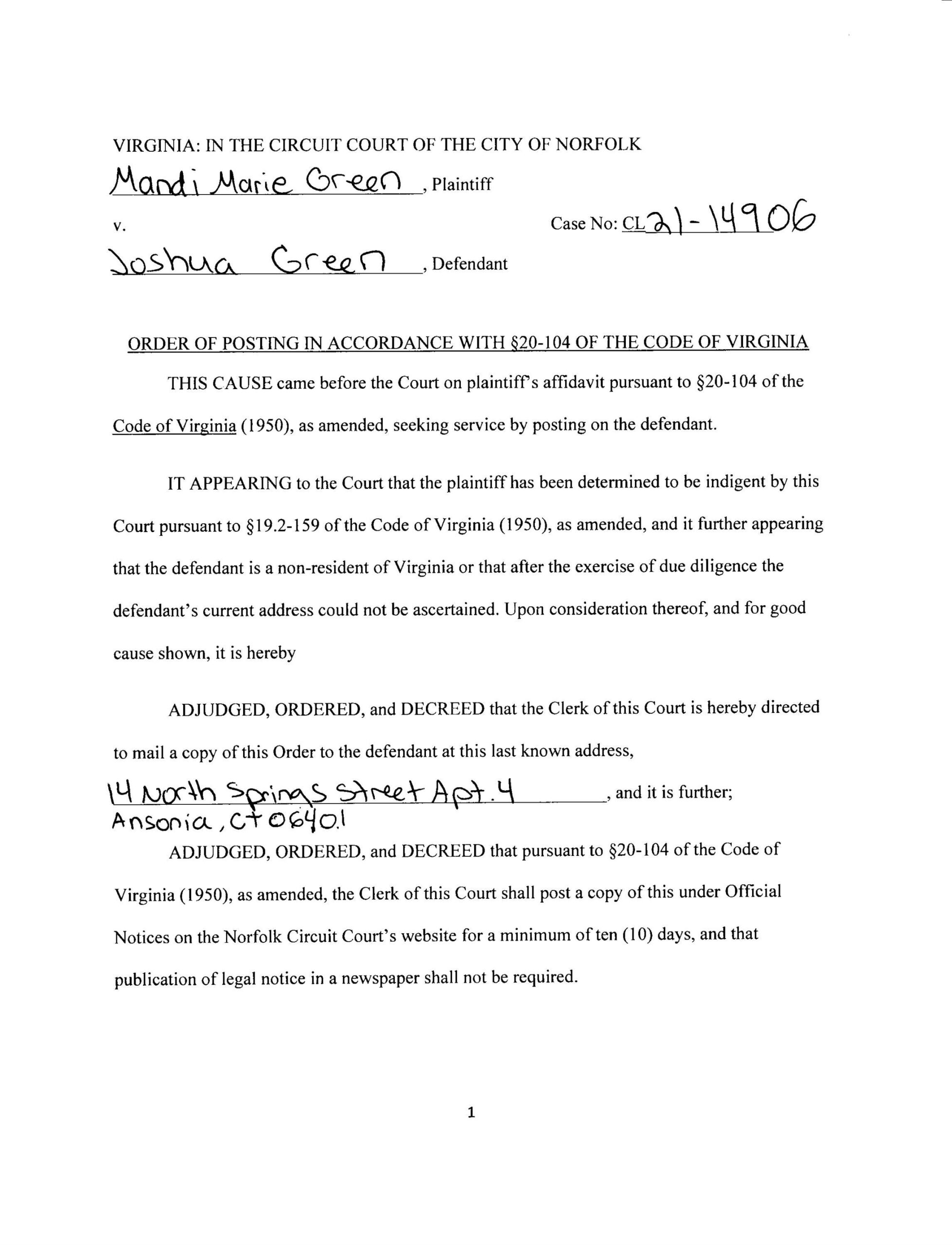 CL21-14906 Order of Posting