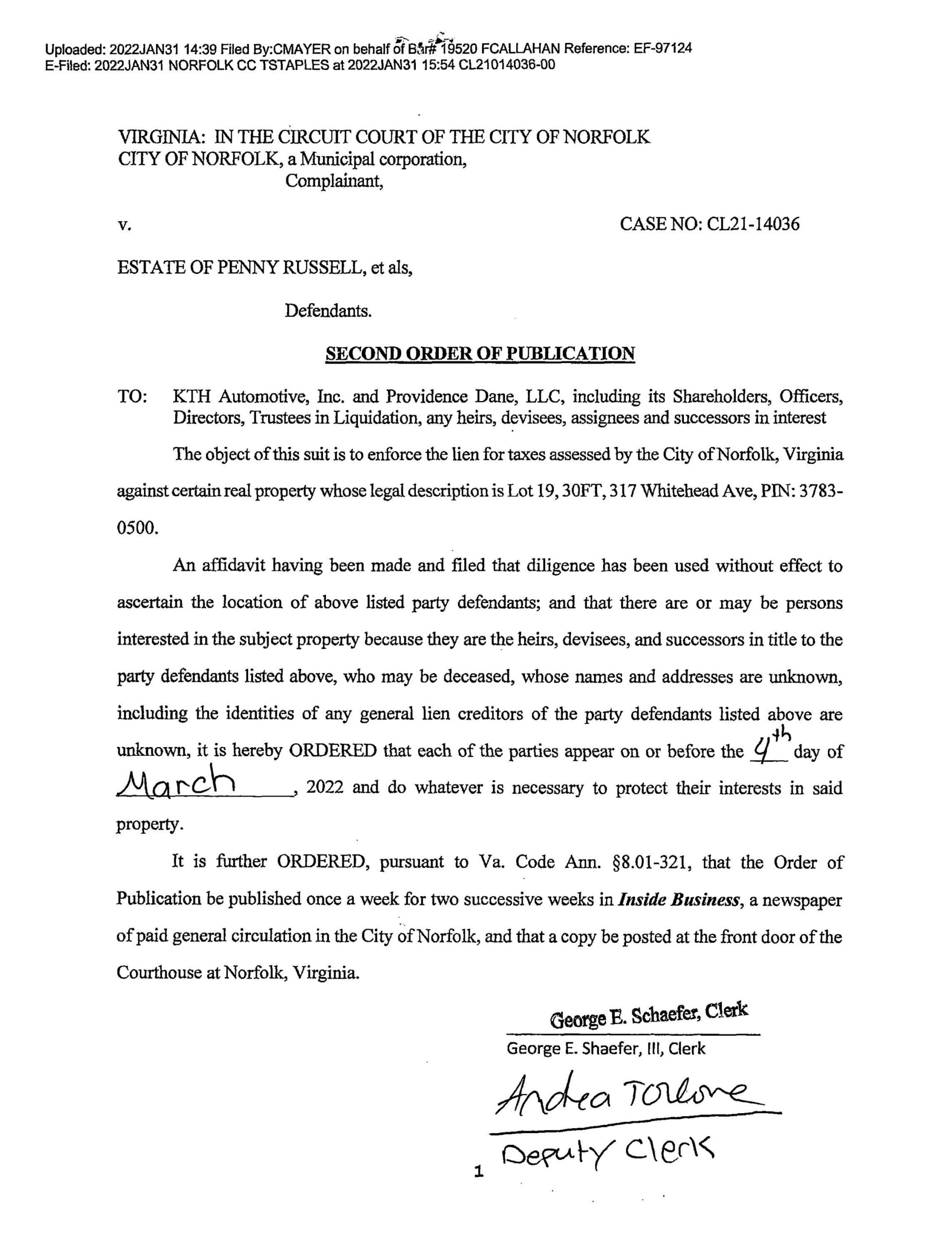 CL21-14036 Order of Publication