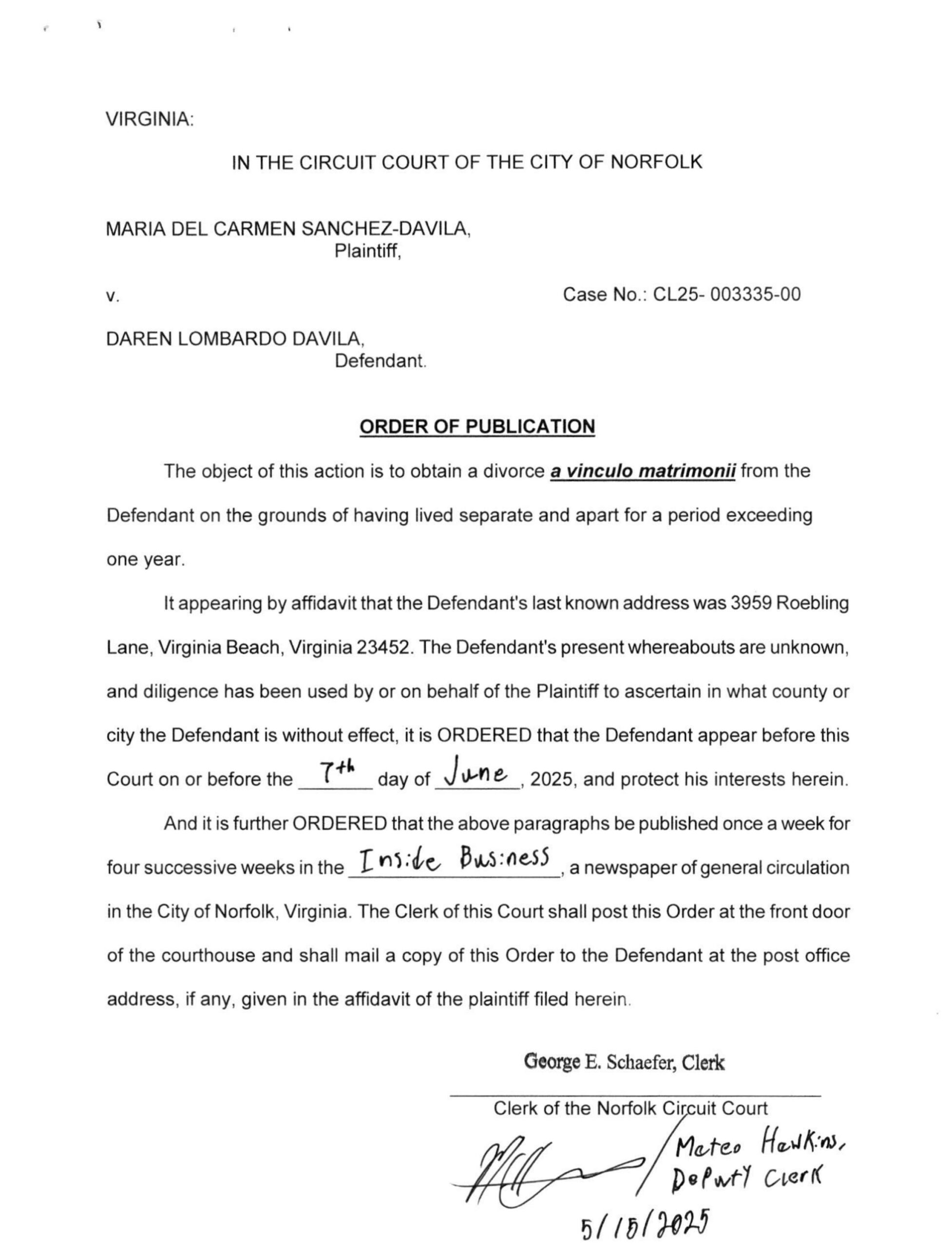 CL25-3335 Order of Publication