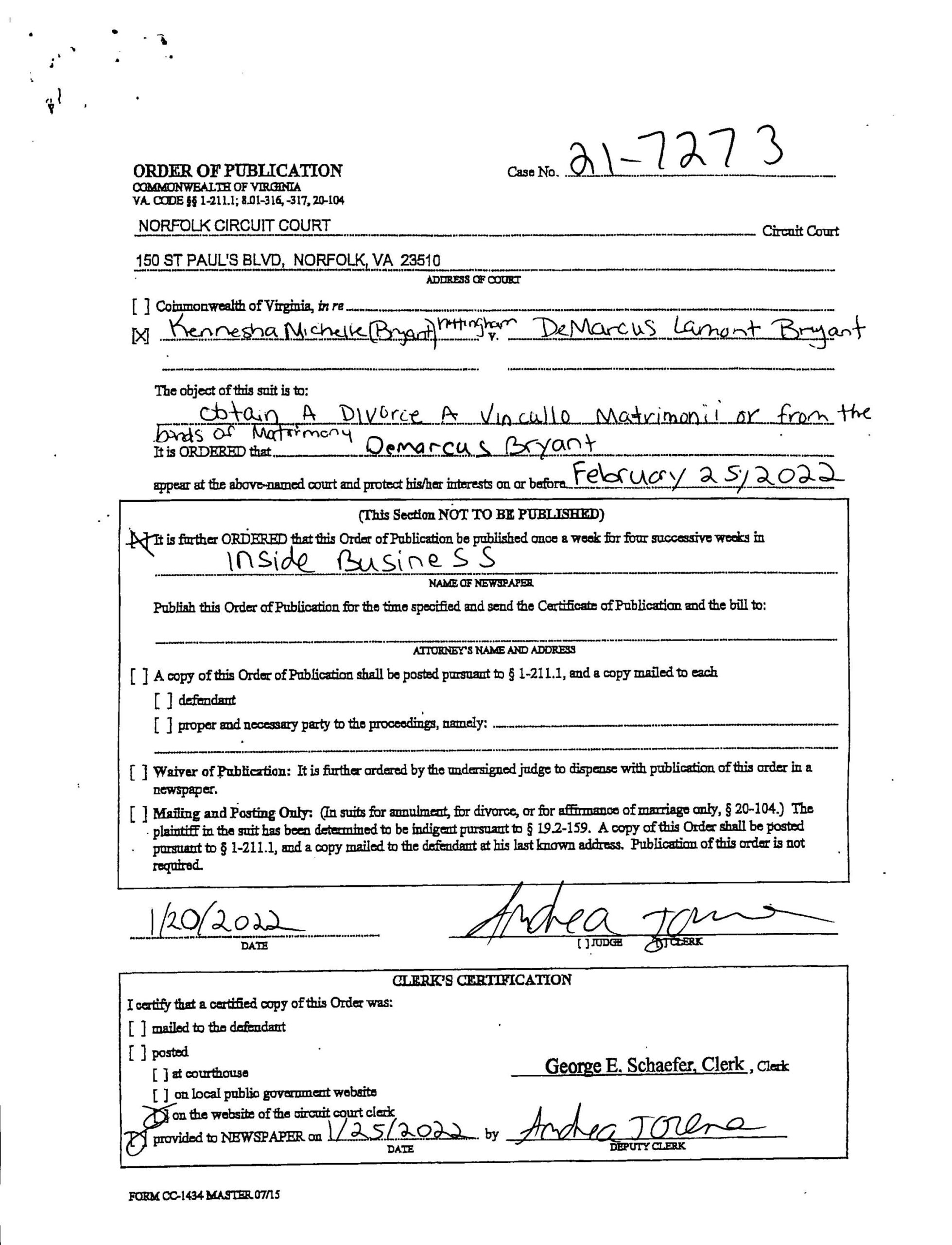 CL21-7273 Order Of Publication