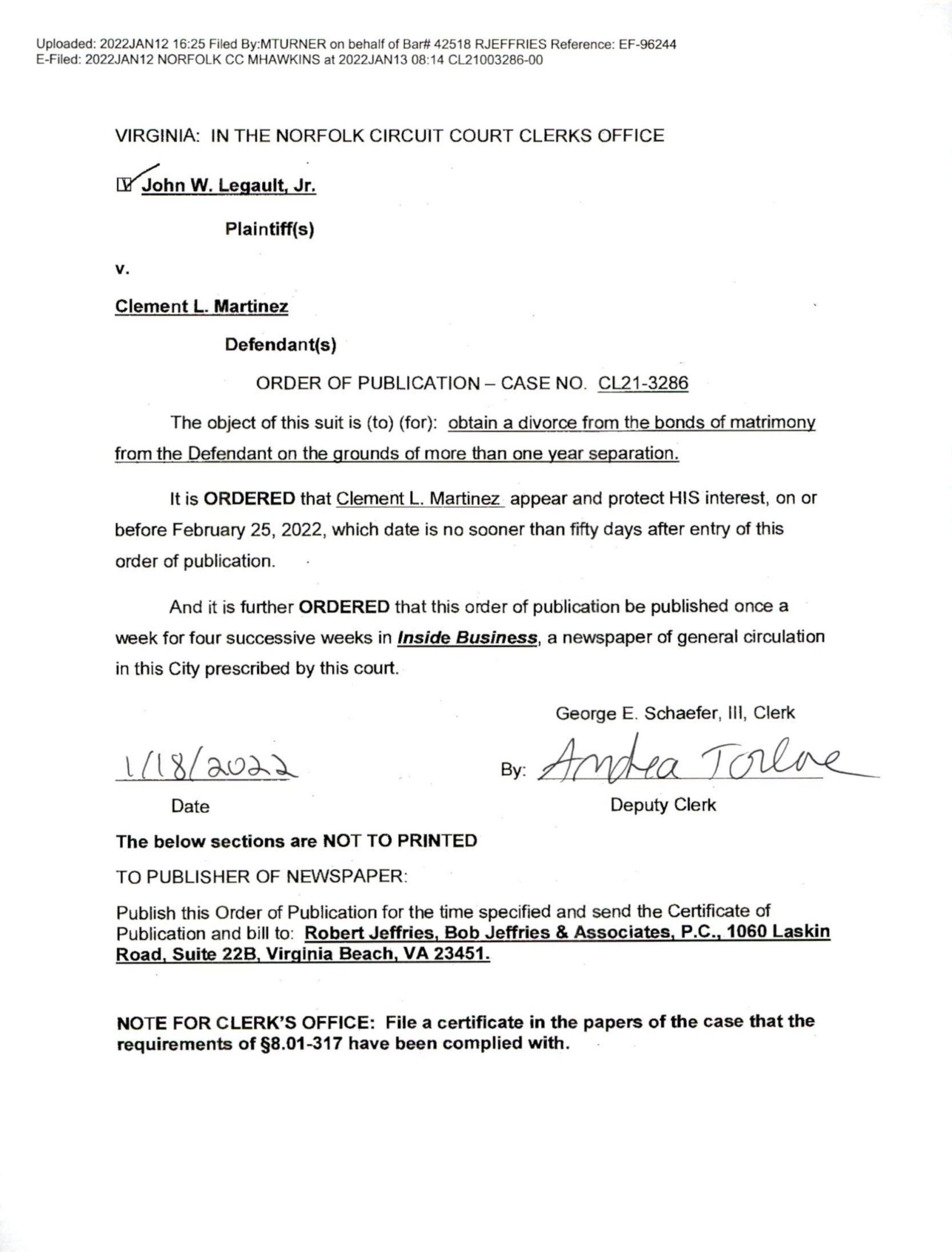CL21-3286 Order Of Publication