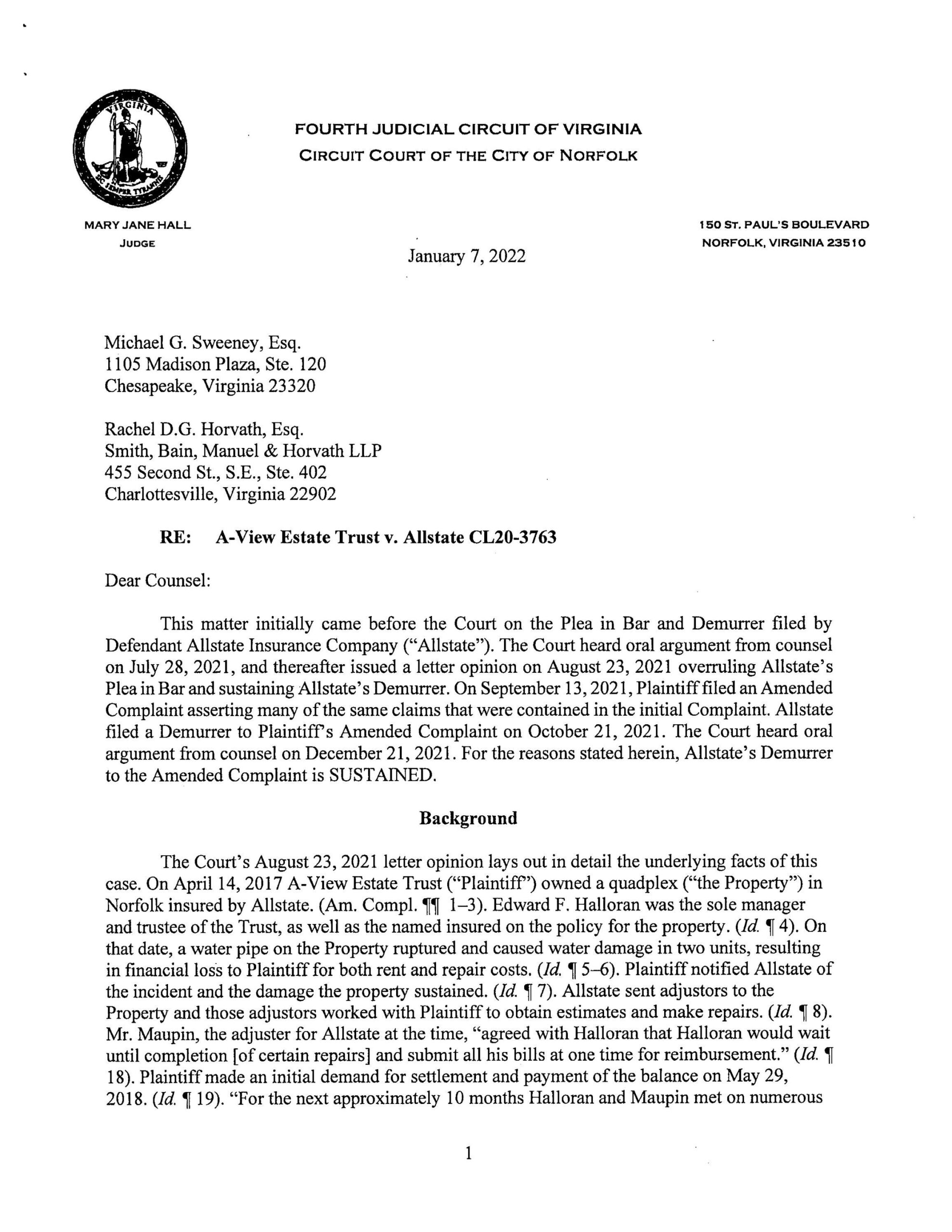 A-View Estate Trust v. Allstate