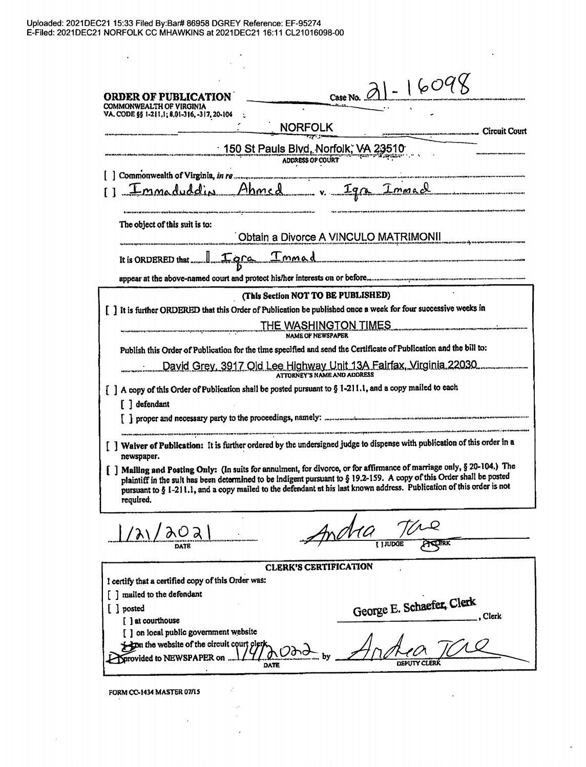 CL21-16098 Order Of Publication