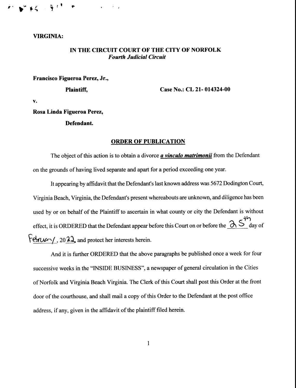 CL21-14324 Order Of Publication