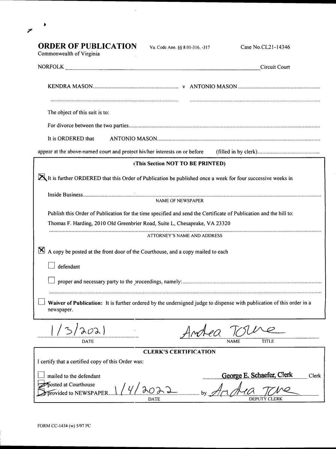 CL21-14346 Order Of Publication