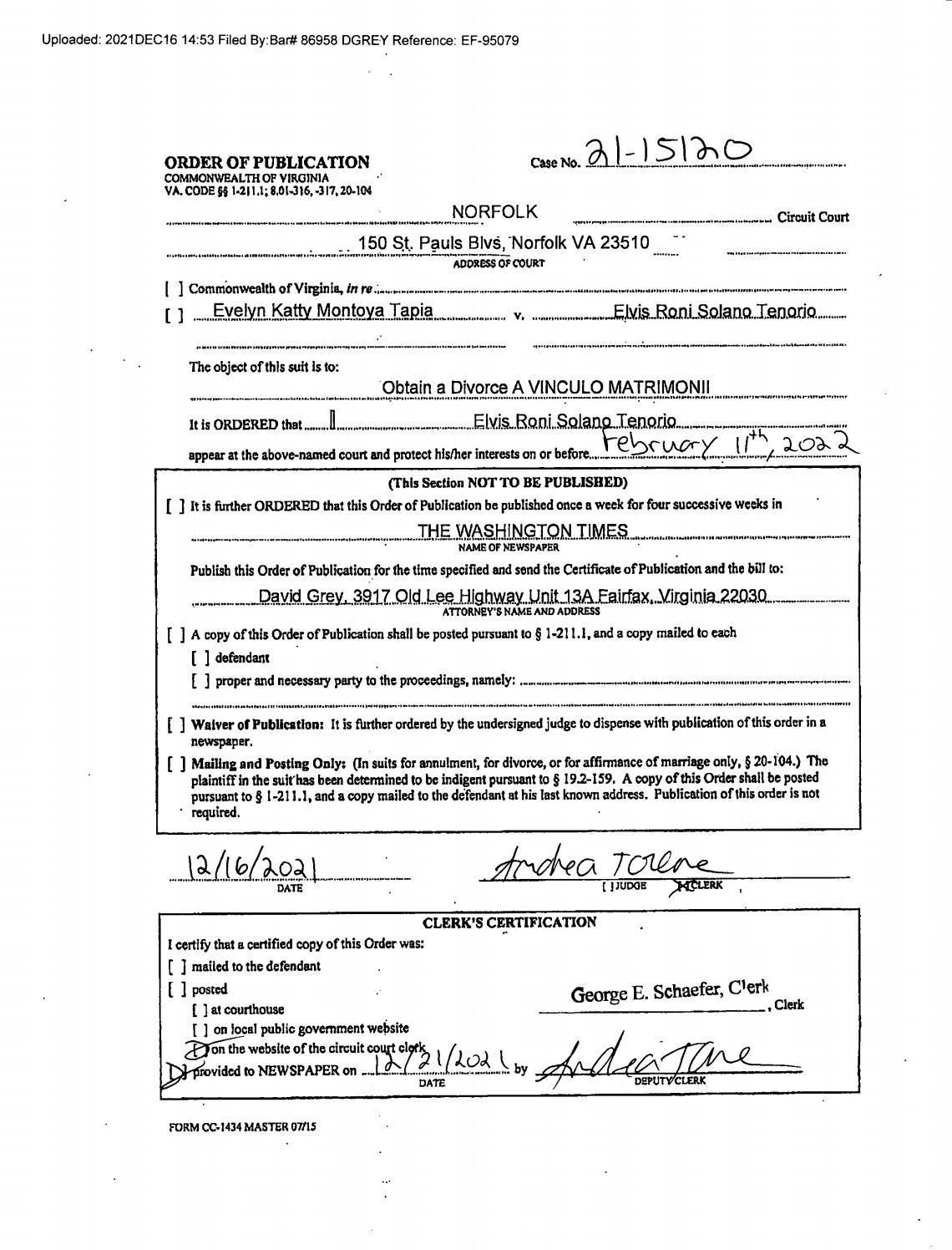 CL21-15120 Order Of Publication