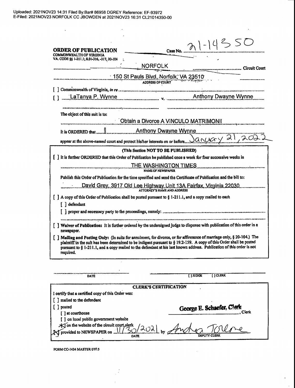 Order of Publication