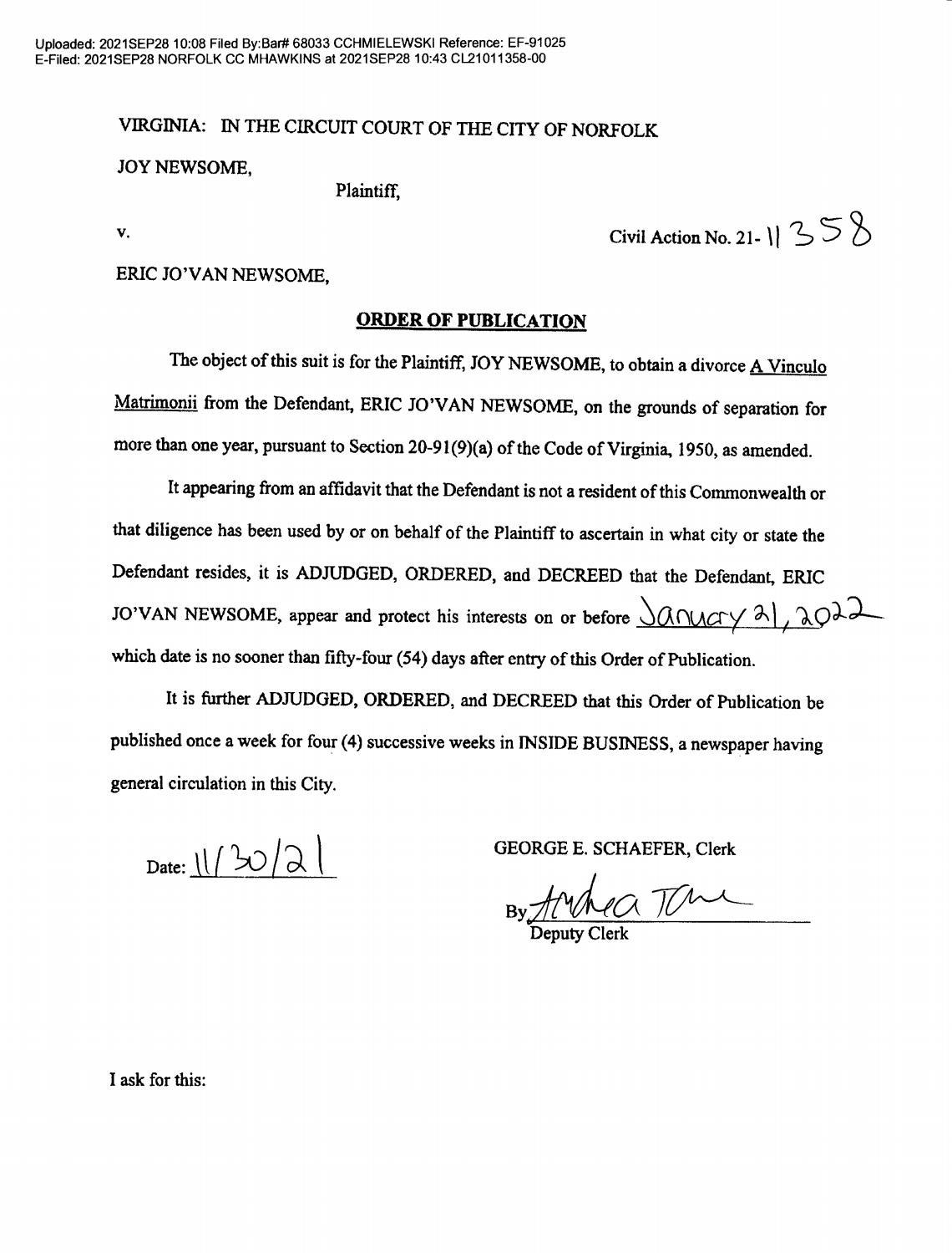 Order of Publication CL21-11358