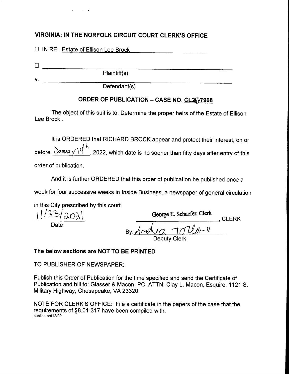 CL20-7968 Order of Publication