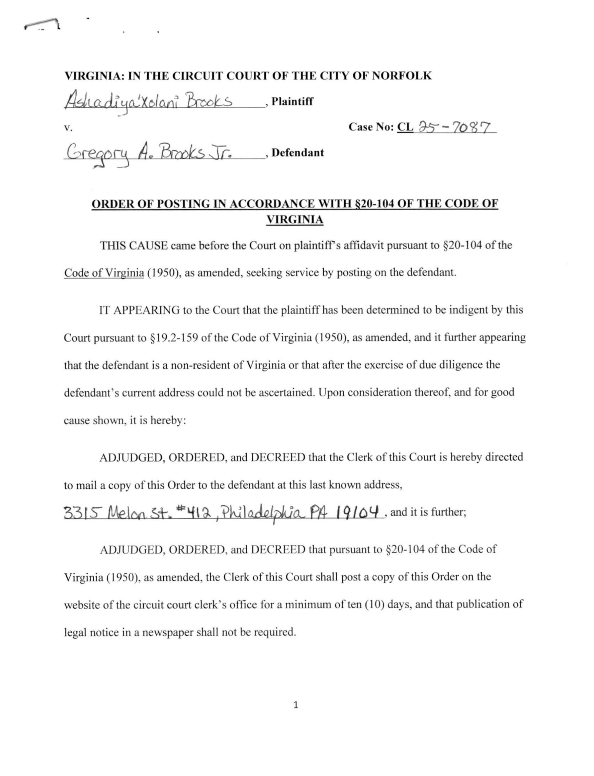 CL25-7087 Order of Posting