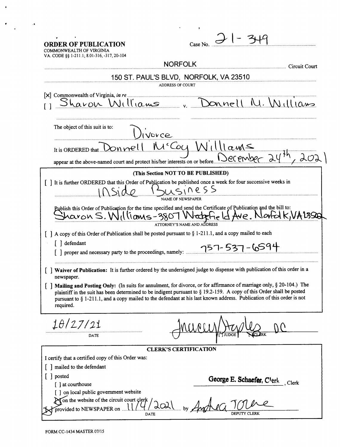 CL21-349 Order of Publication