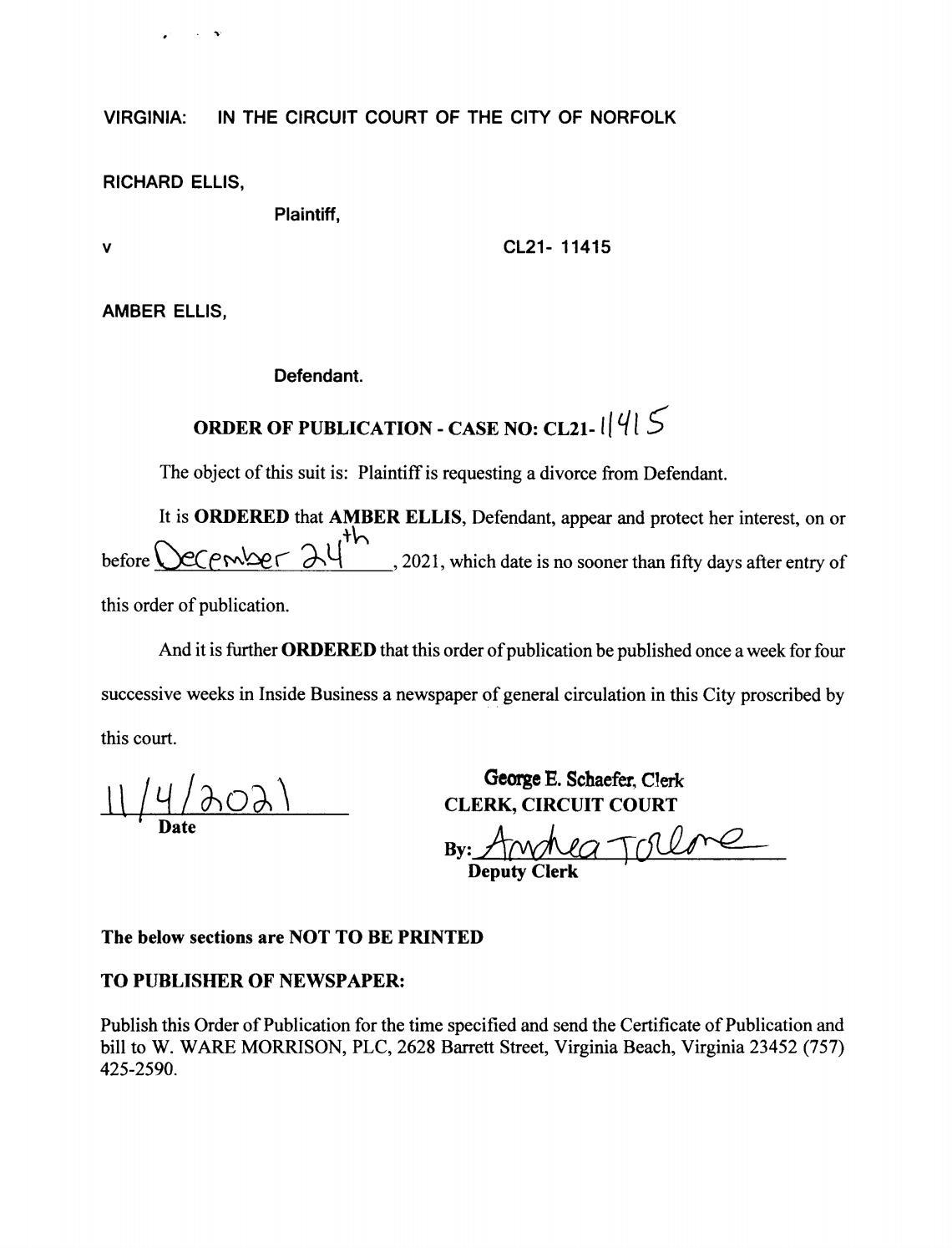 CL21-11415 Order of  Publication