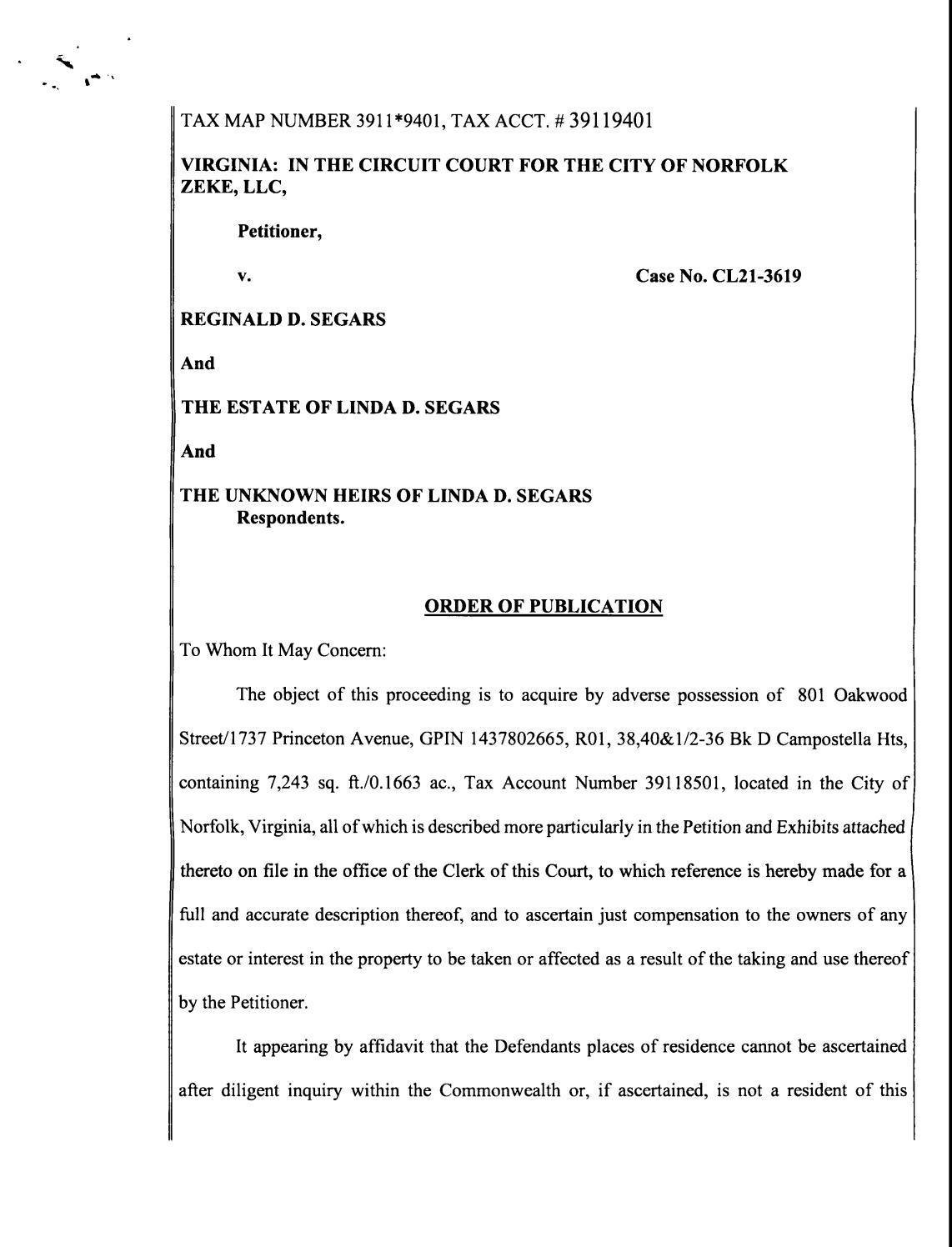 CL21-3619 order of publication