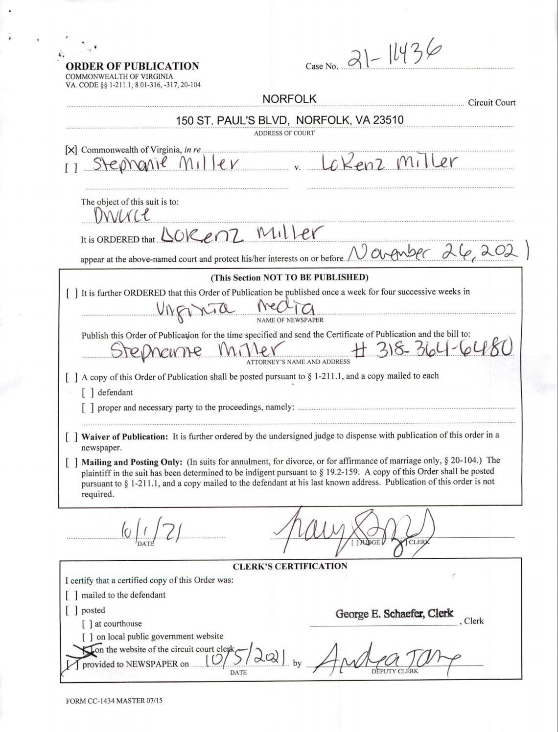 CL21-11436 Order Of Pulication