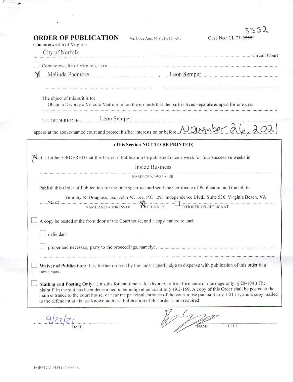 CL21-3352 Order of Publication