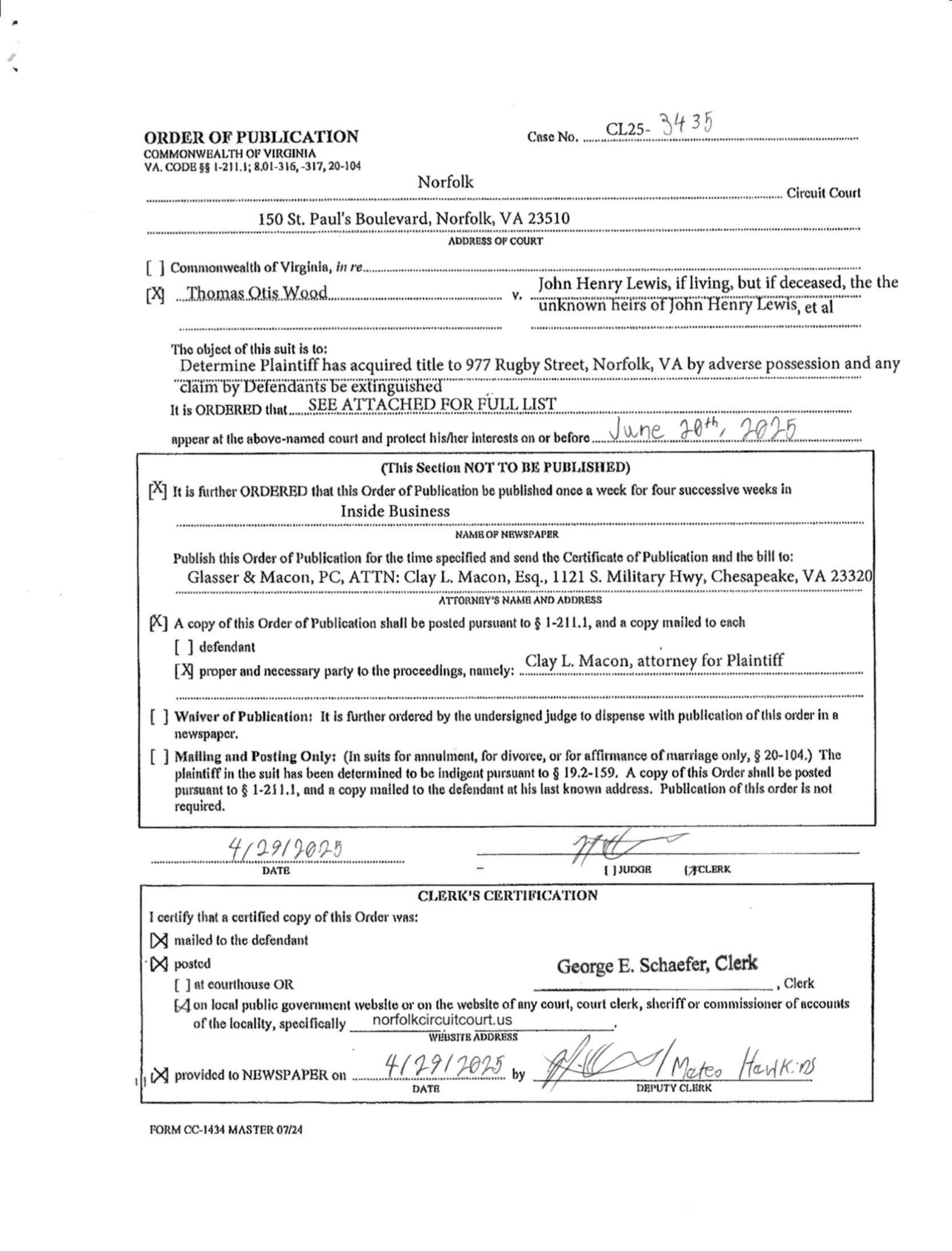 CL25-3435 Order of Publication
