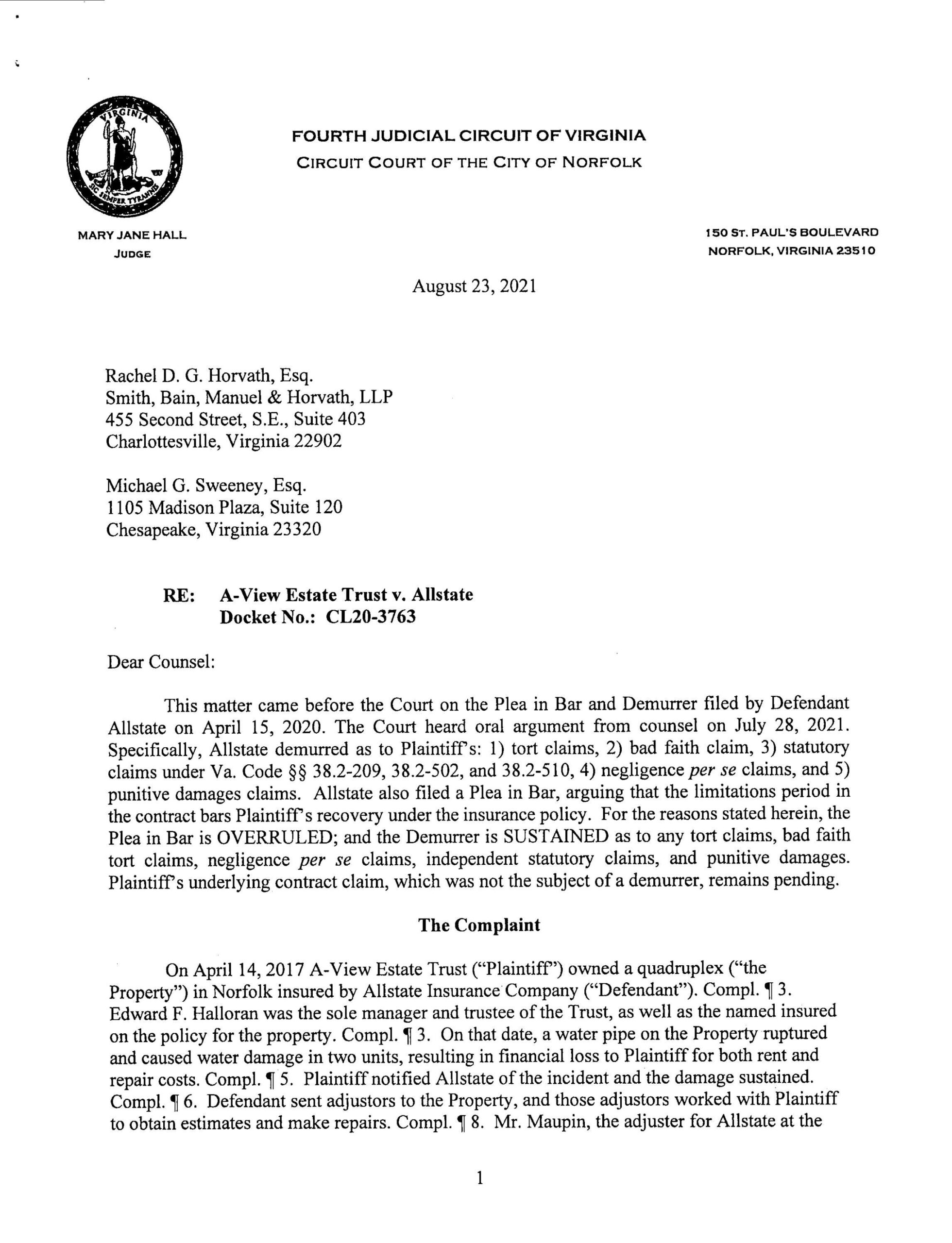 A-View Estate Trust v. Allstate