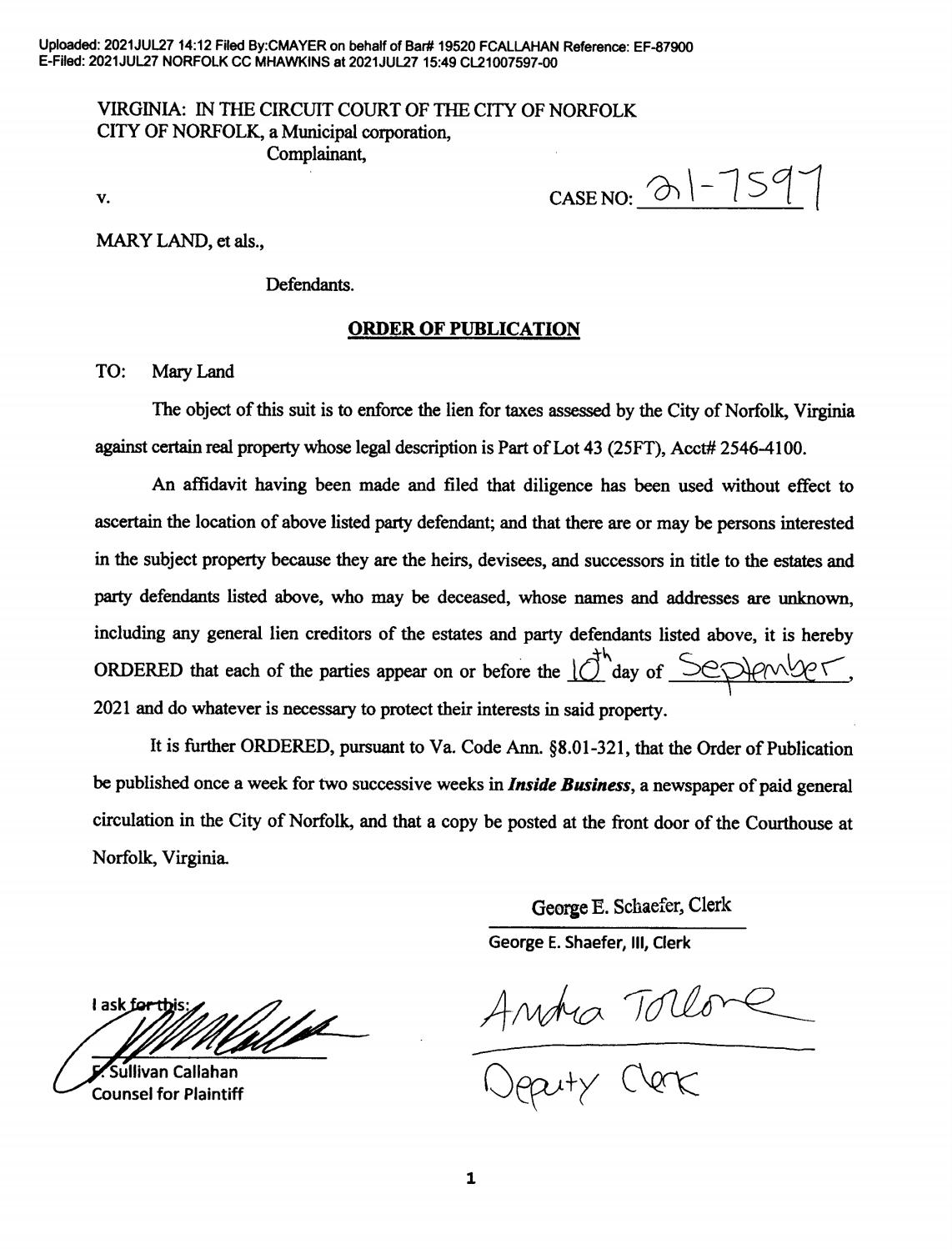 CL21-7597 Order of Publication