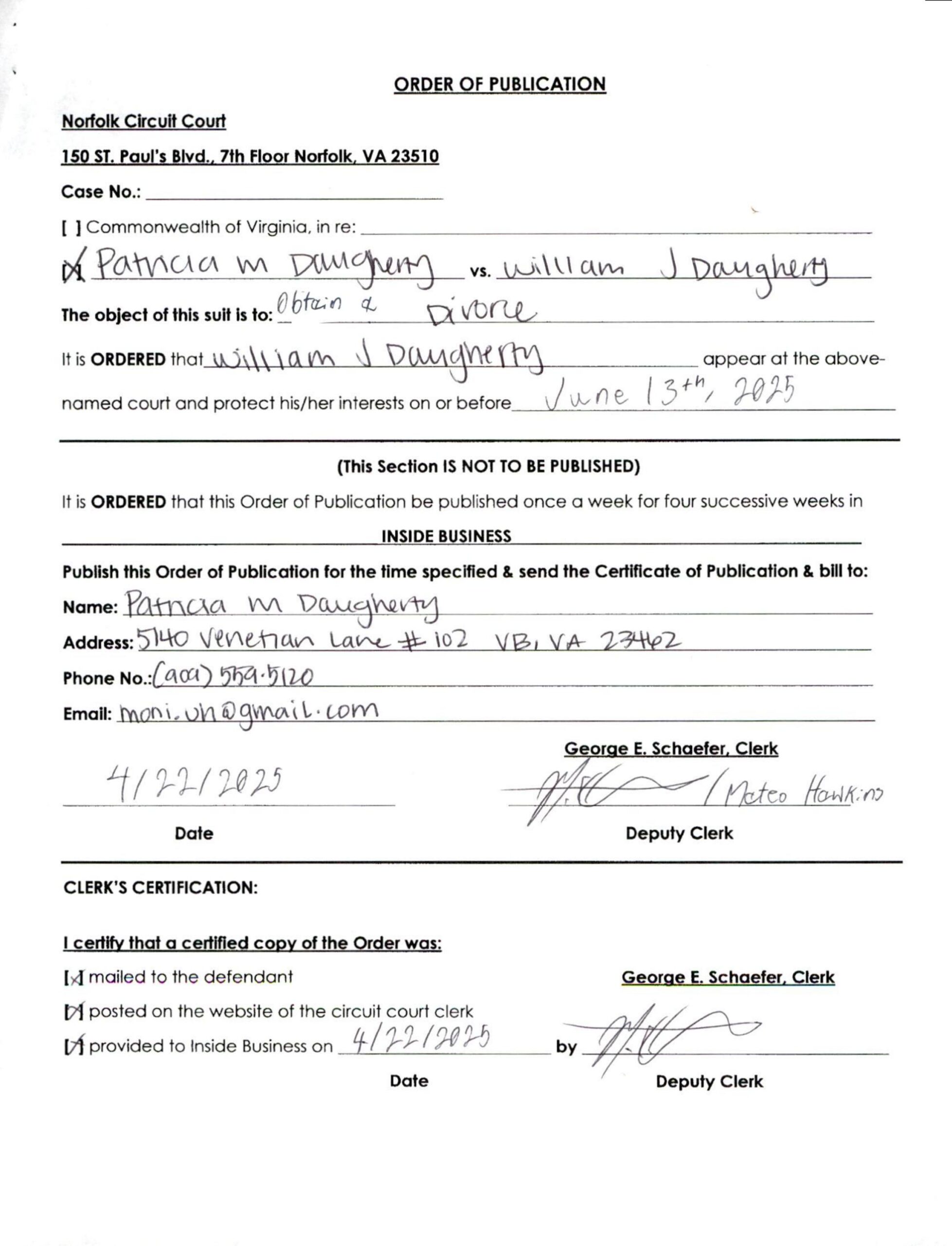 CL25-3585 Order of Publication