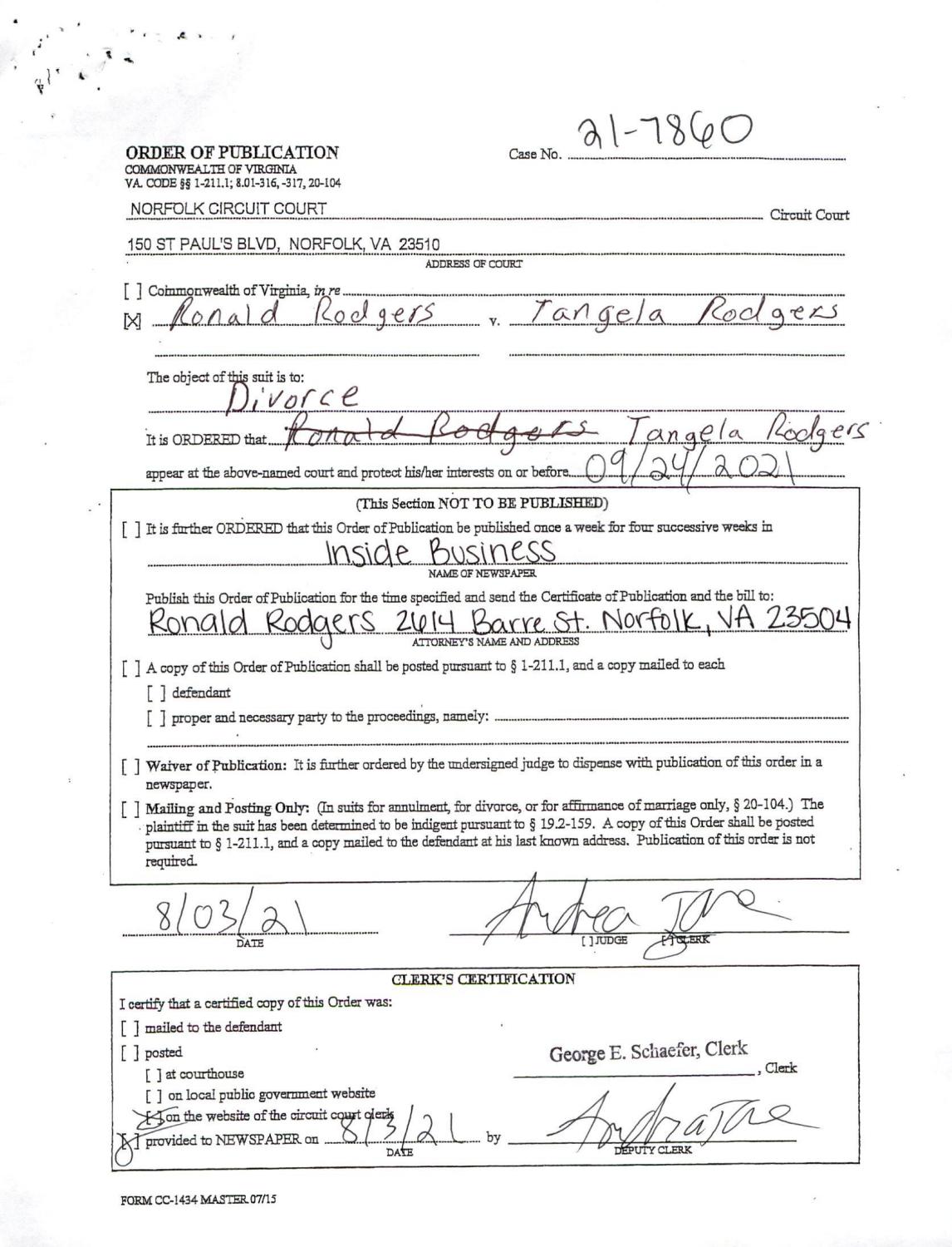 CL21-7860 Order of Publication