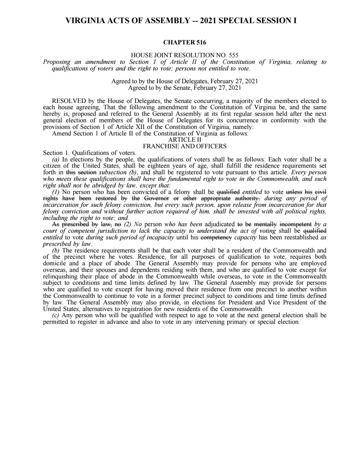 HOUSE JOINT RESOLUTION NO. 555
