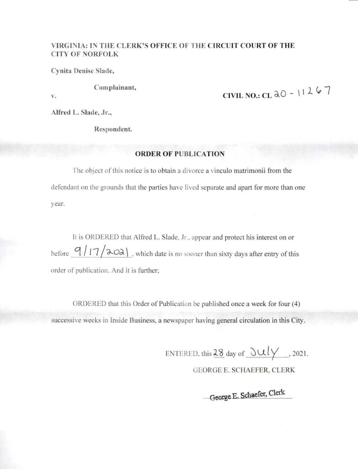 CL20-11267 Order of Publication