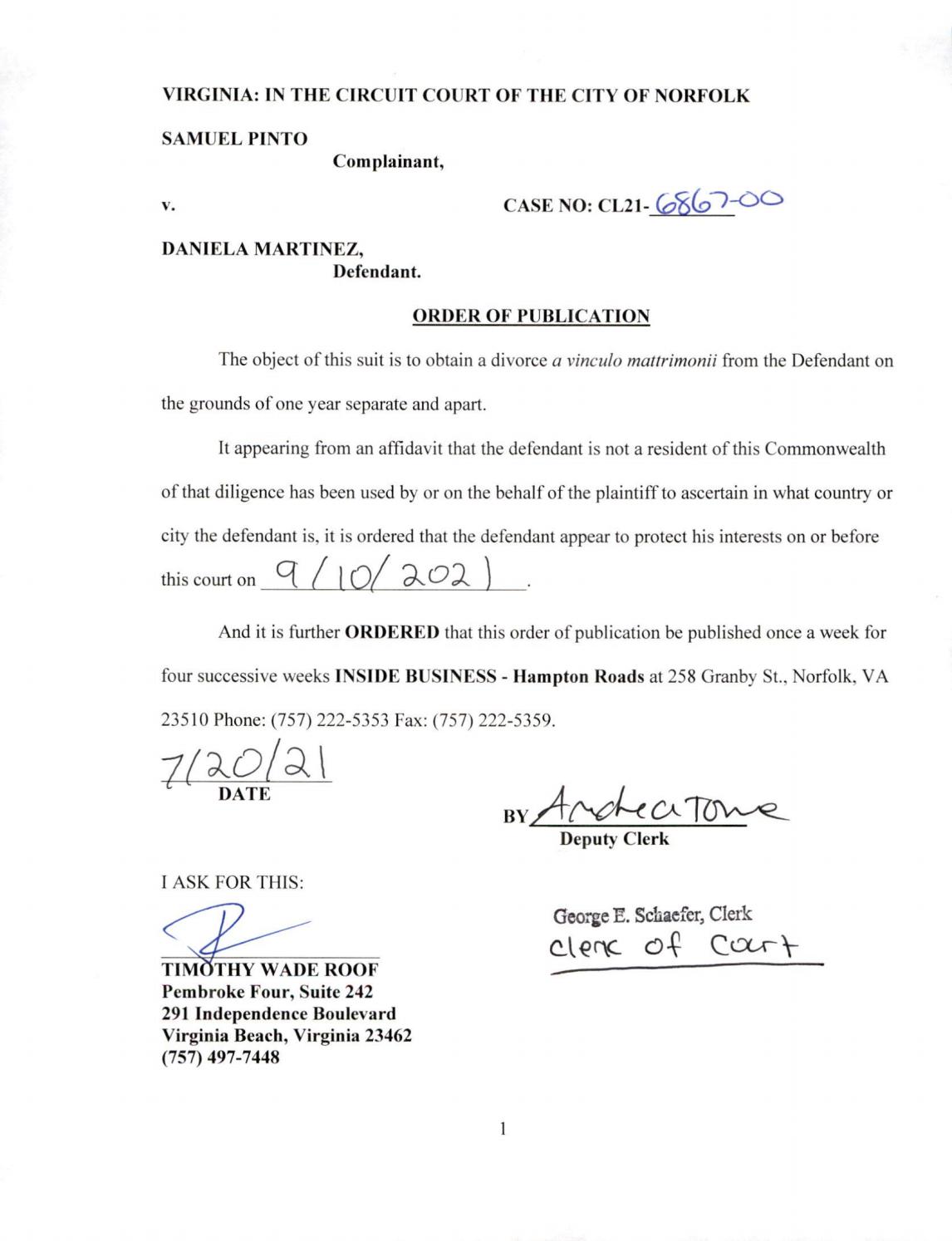 CL21-6867 Order Of Publication