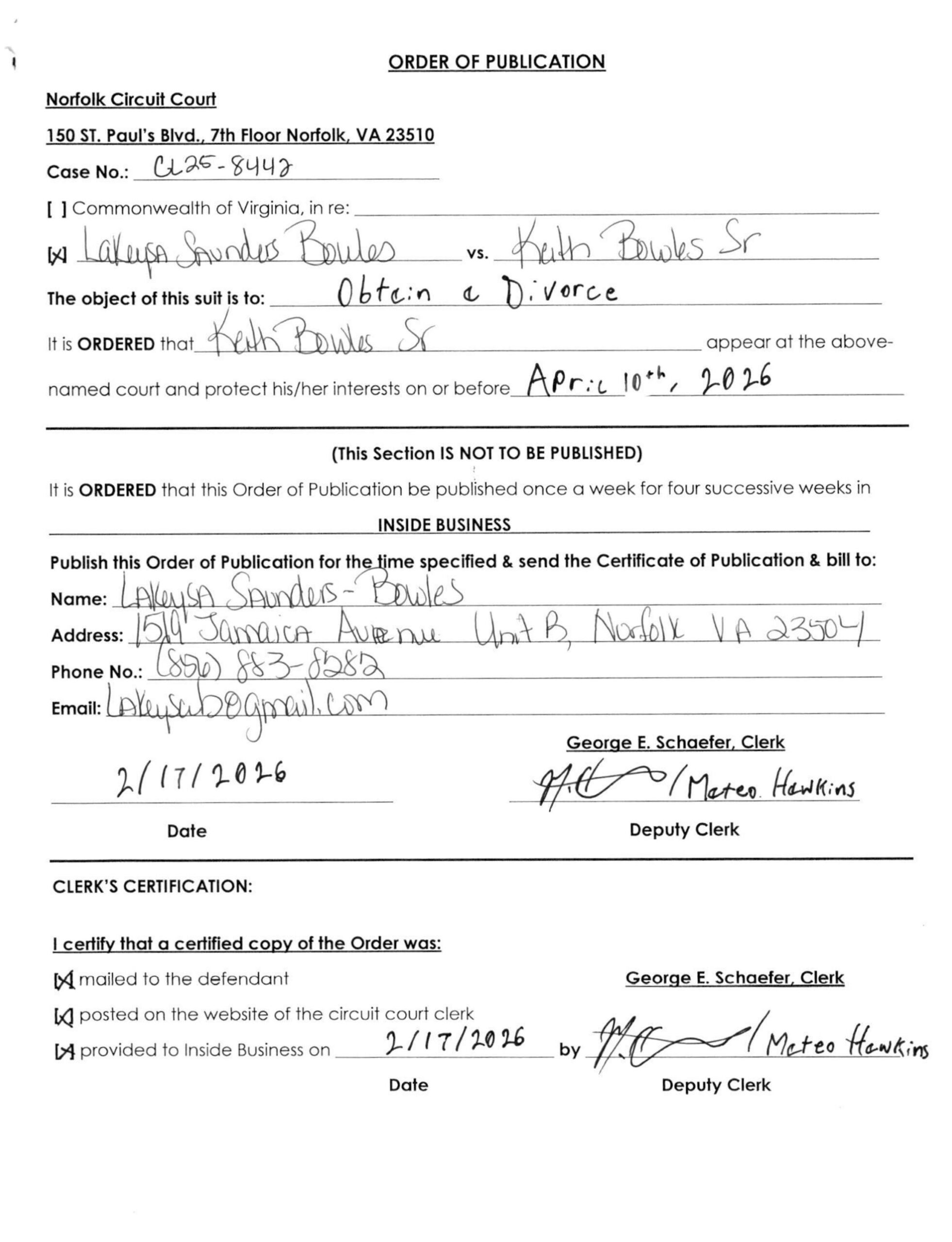 CL25-8442 Order of Publication