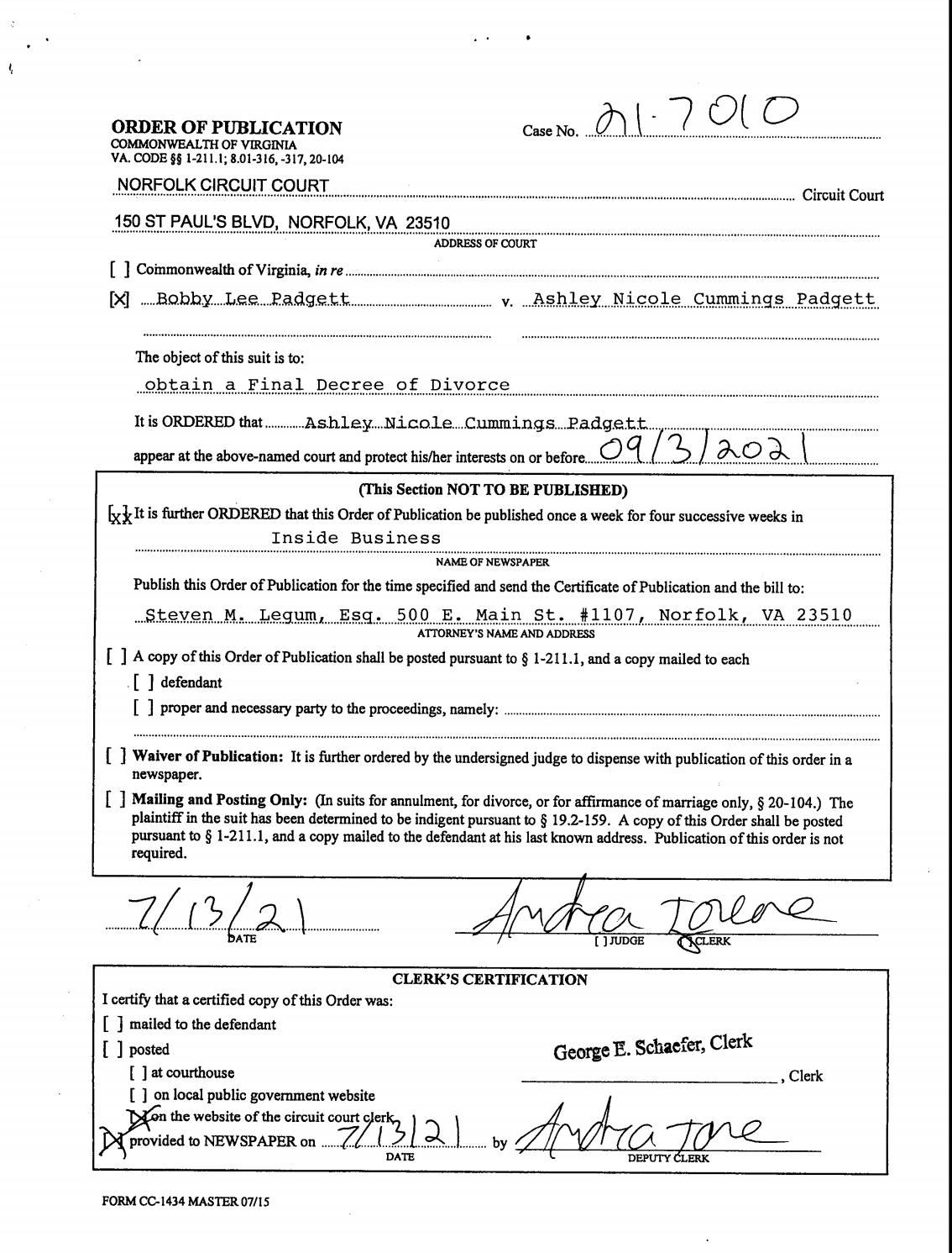 CL21-7010 Order of Publication