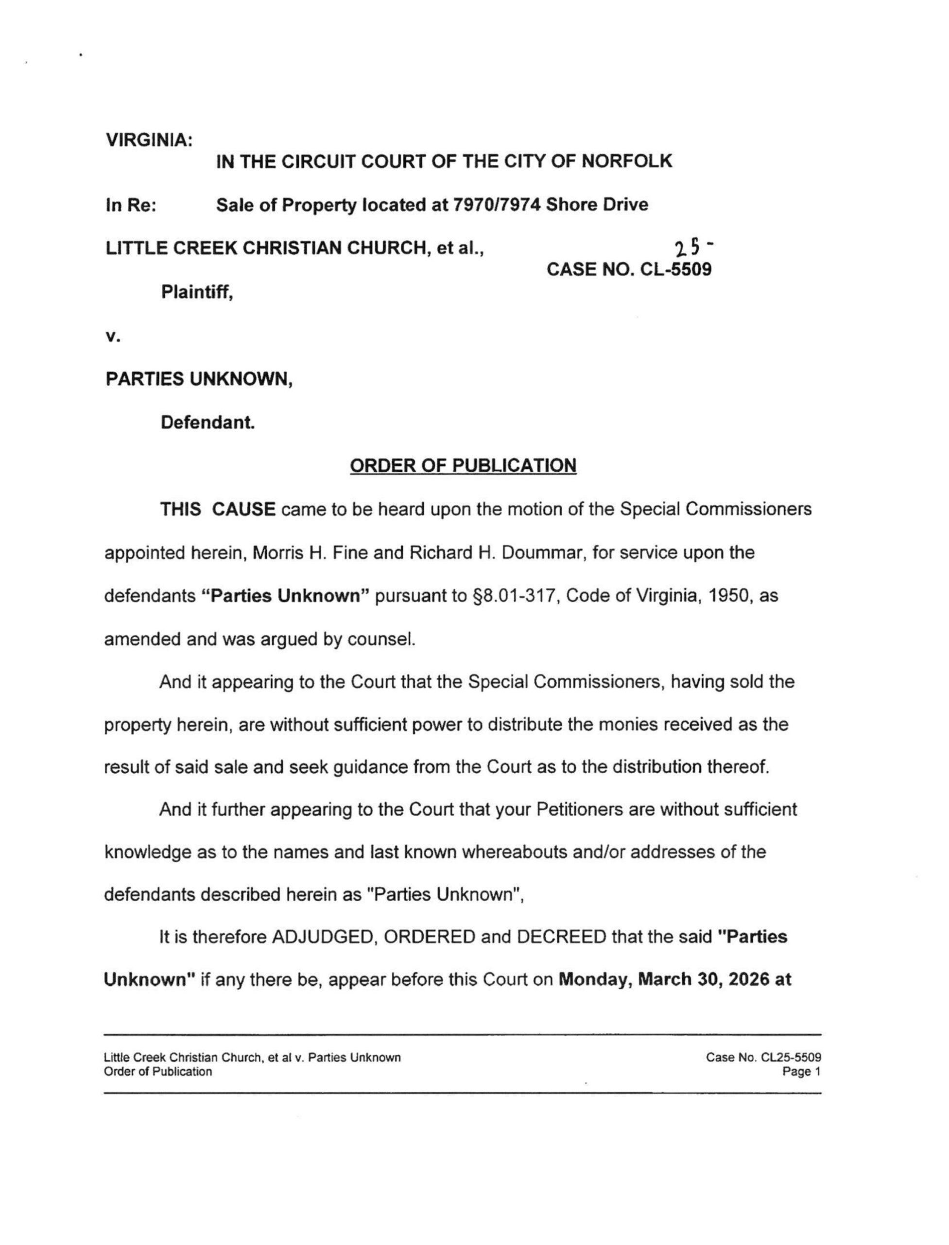 CL25-5509 Order of Publication