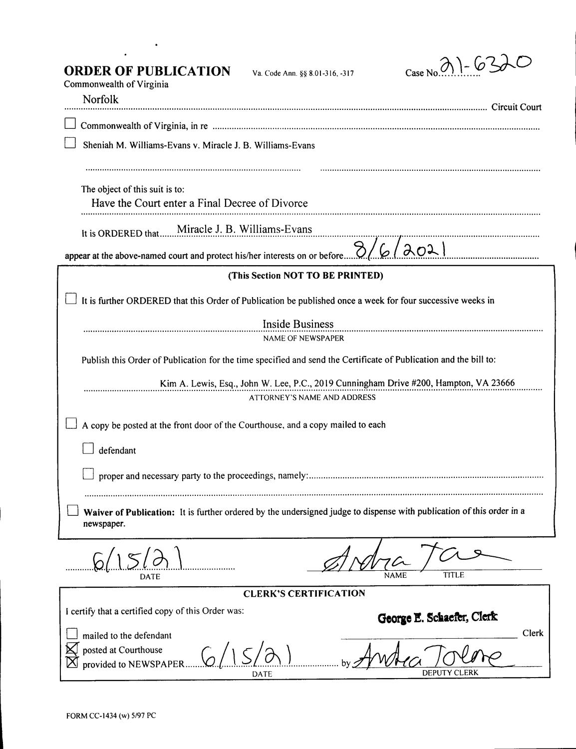 CL 21-6320 order of publication