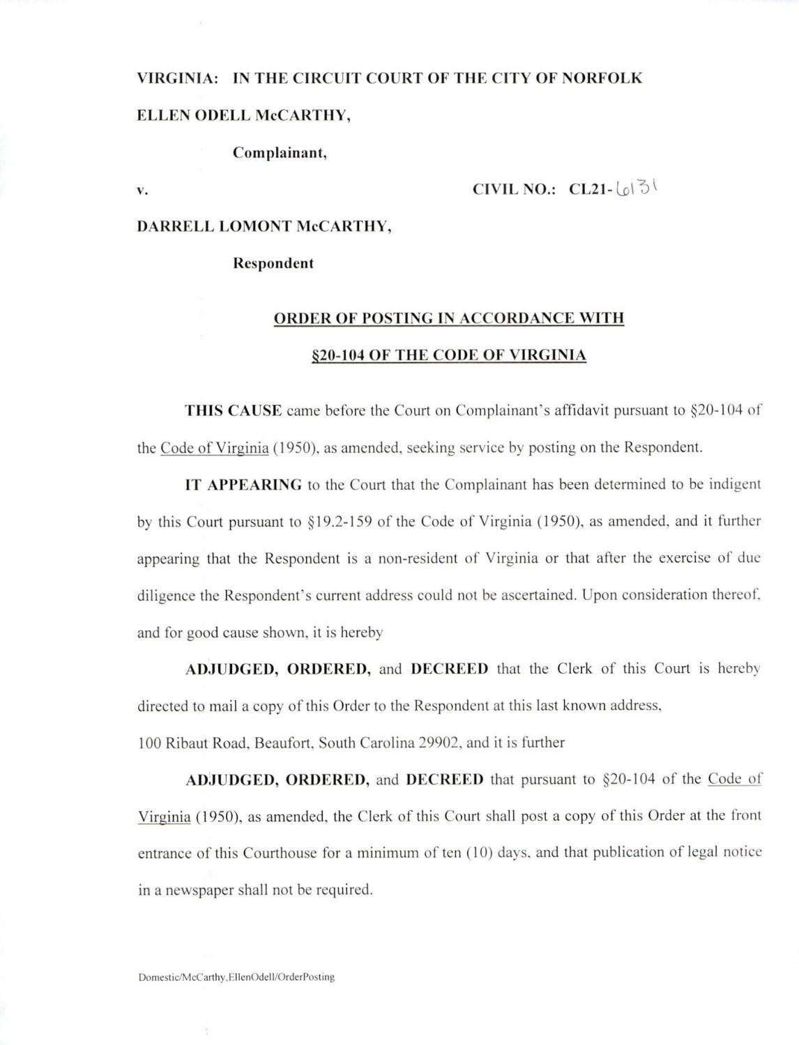 CL21-6131 Order of Posting