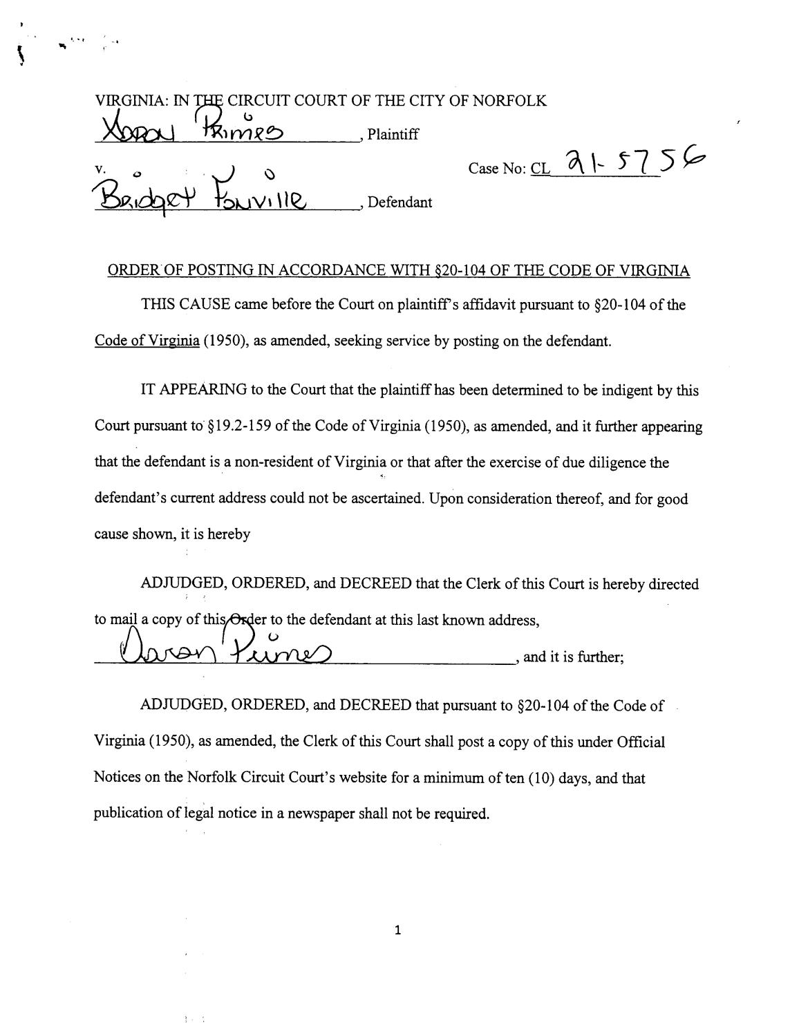 CL21-5756 Order of Posting
