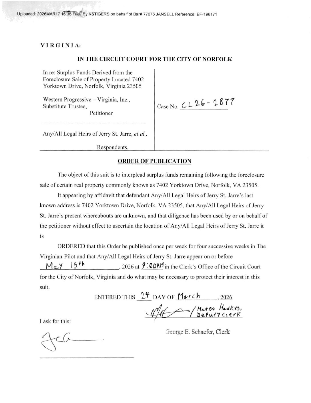 CL26-2877 Order of Publication