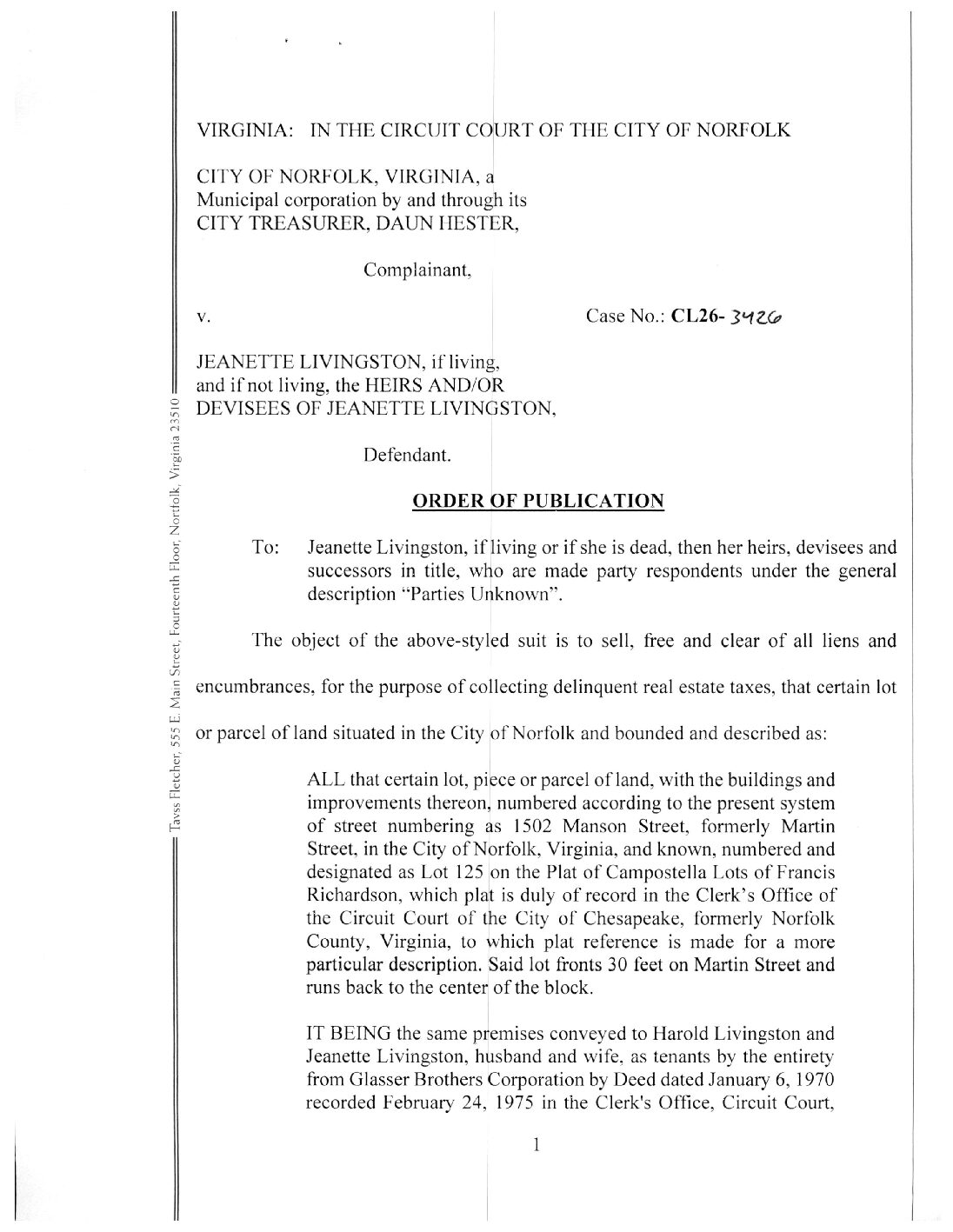 CL26-3426 Order of Publication