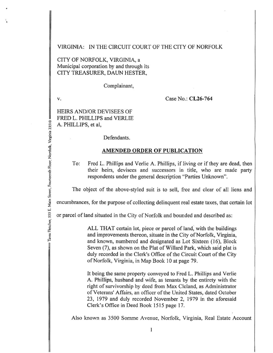 CL26-764 Amended Order of Publication
