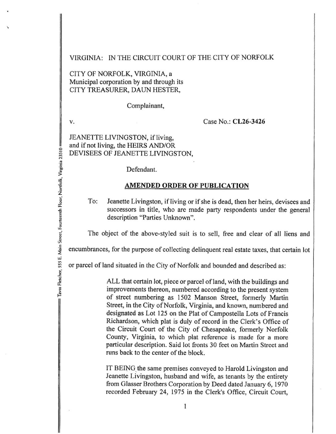 CL26-3426 Amended Order of Publication