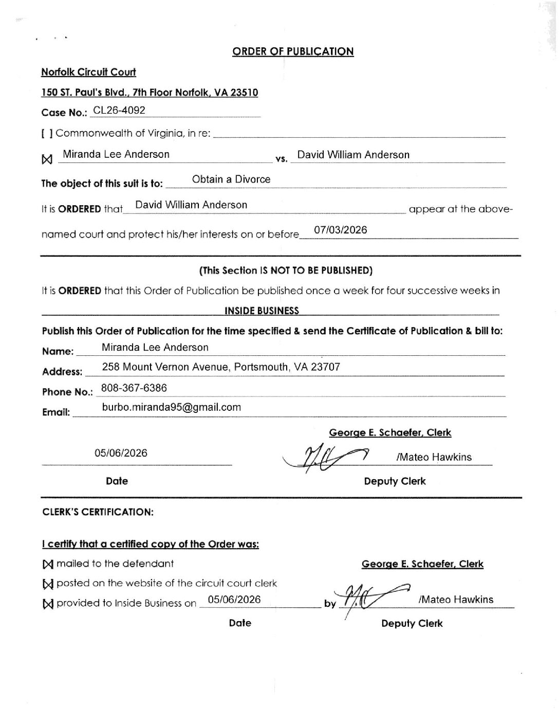 CL26-4092 Order of Publication