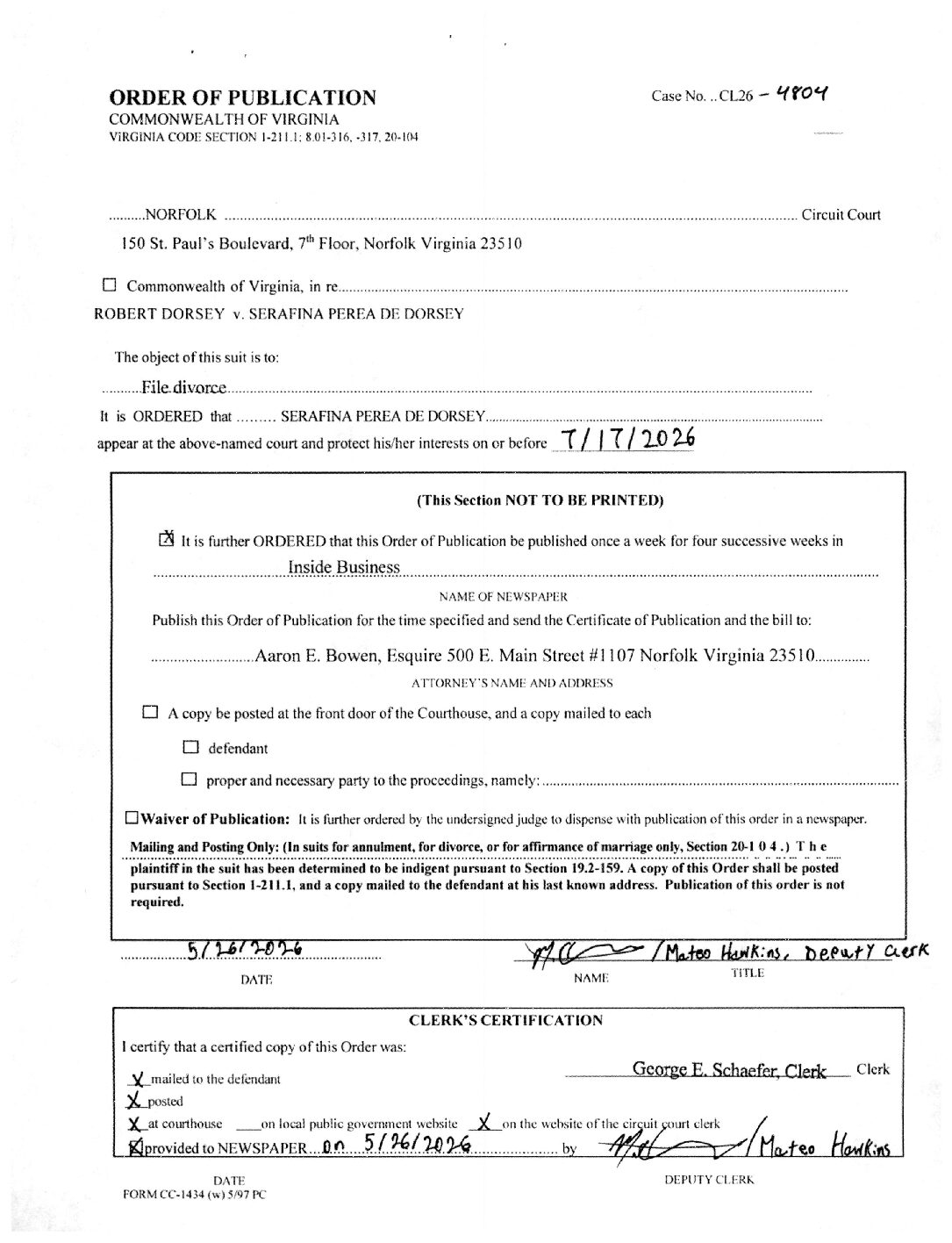 CL26-4804 Order of Publication